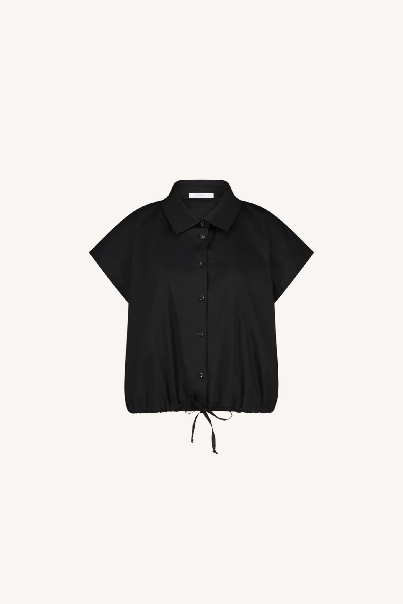 By-Bar bieke poplin blouse in black. Front flatlay view