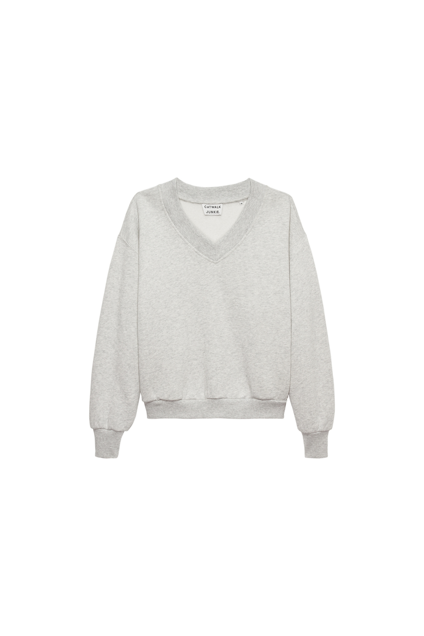 SWEATER WITH V-NECK - GREY MELANGE