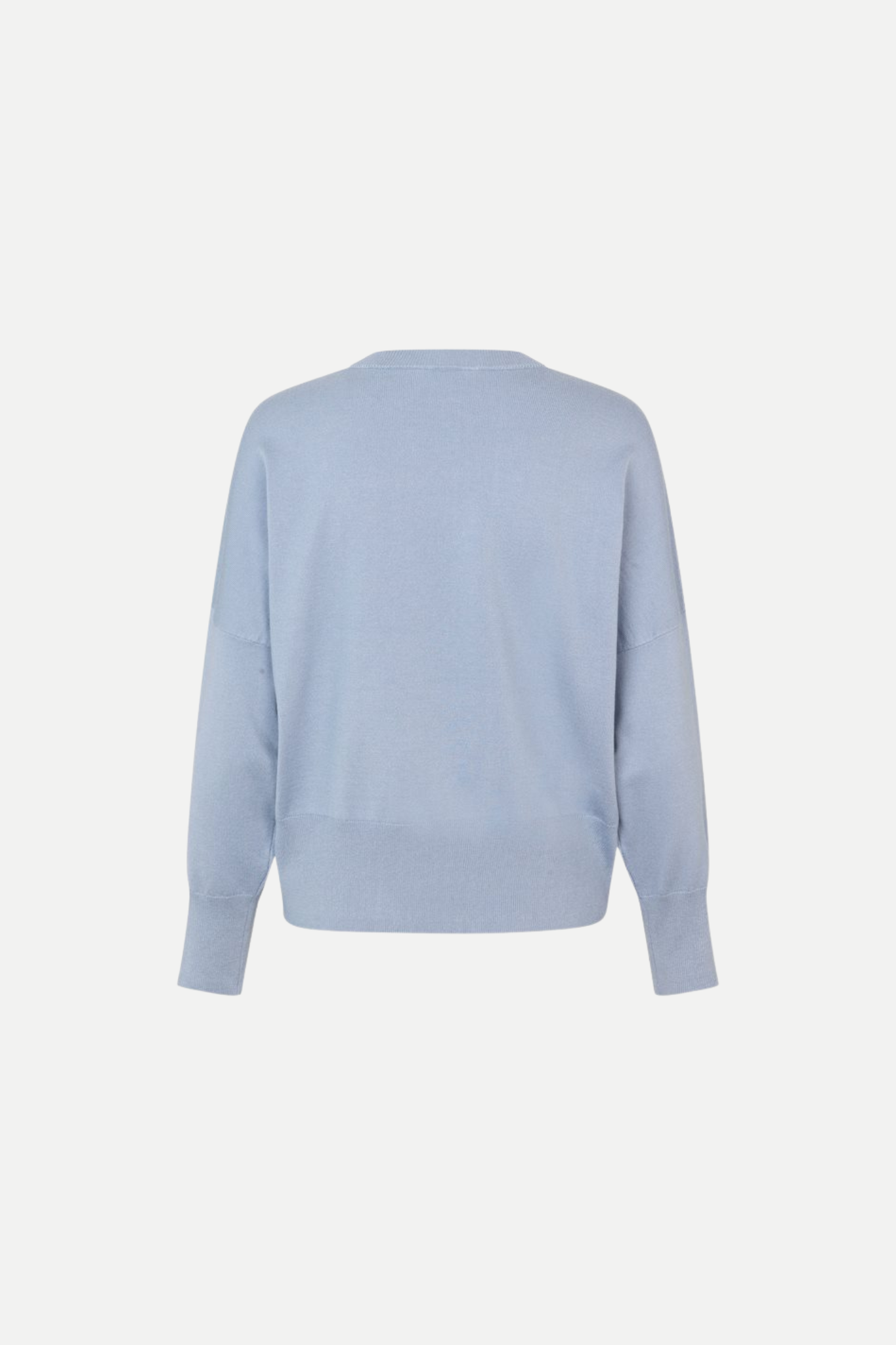 MBYM bravani gillian knit in steel blue. Back flatlay view