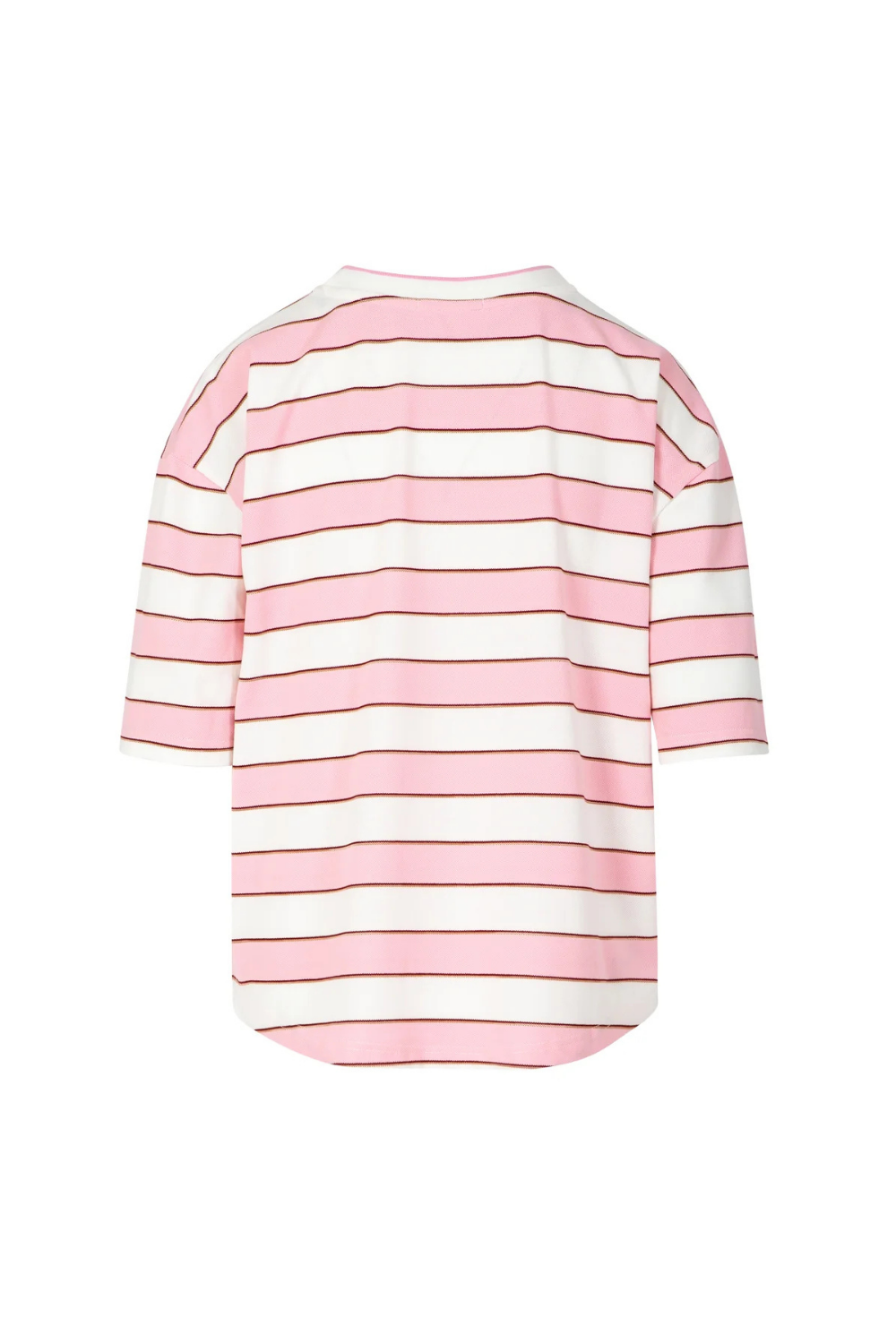 JERSEY RIB T-SHIRT - WHITE / PINK STRIPE