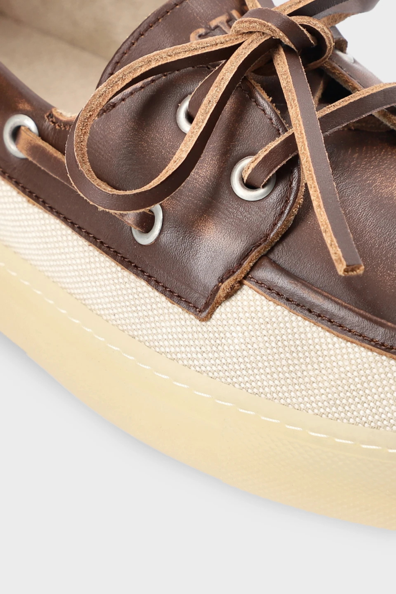 CPH160 MATERIAL MIX WOMEN SHOES - BROWN/CREAM