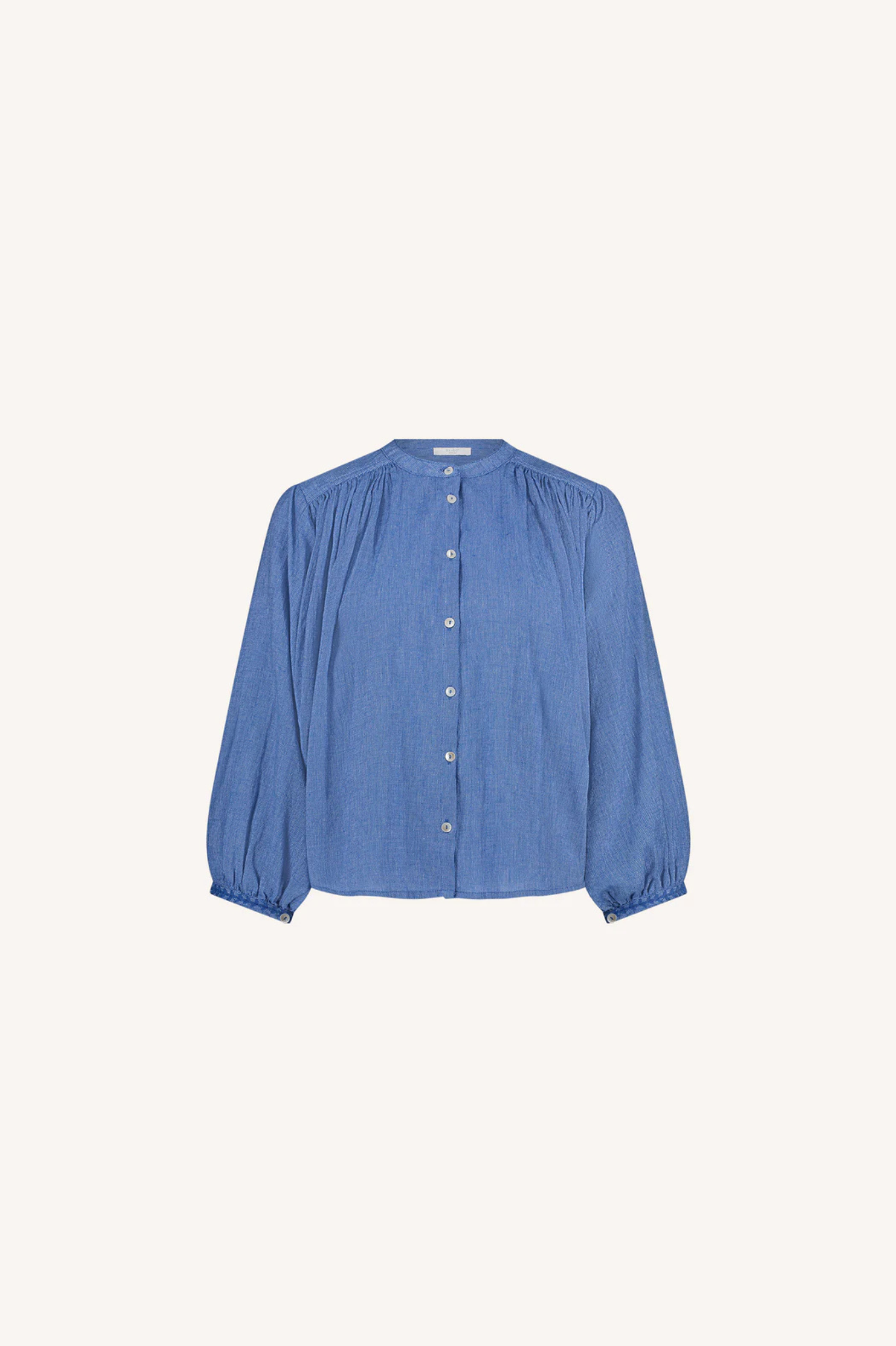 By-Bar becky athia blouse in sapphire blue. Front flatlay view