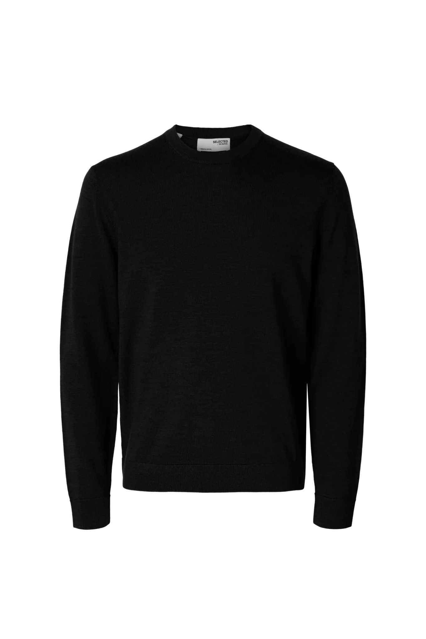 SLHTRAY LS KNIT MERINO CREW NECK - BLACK