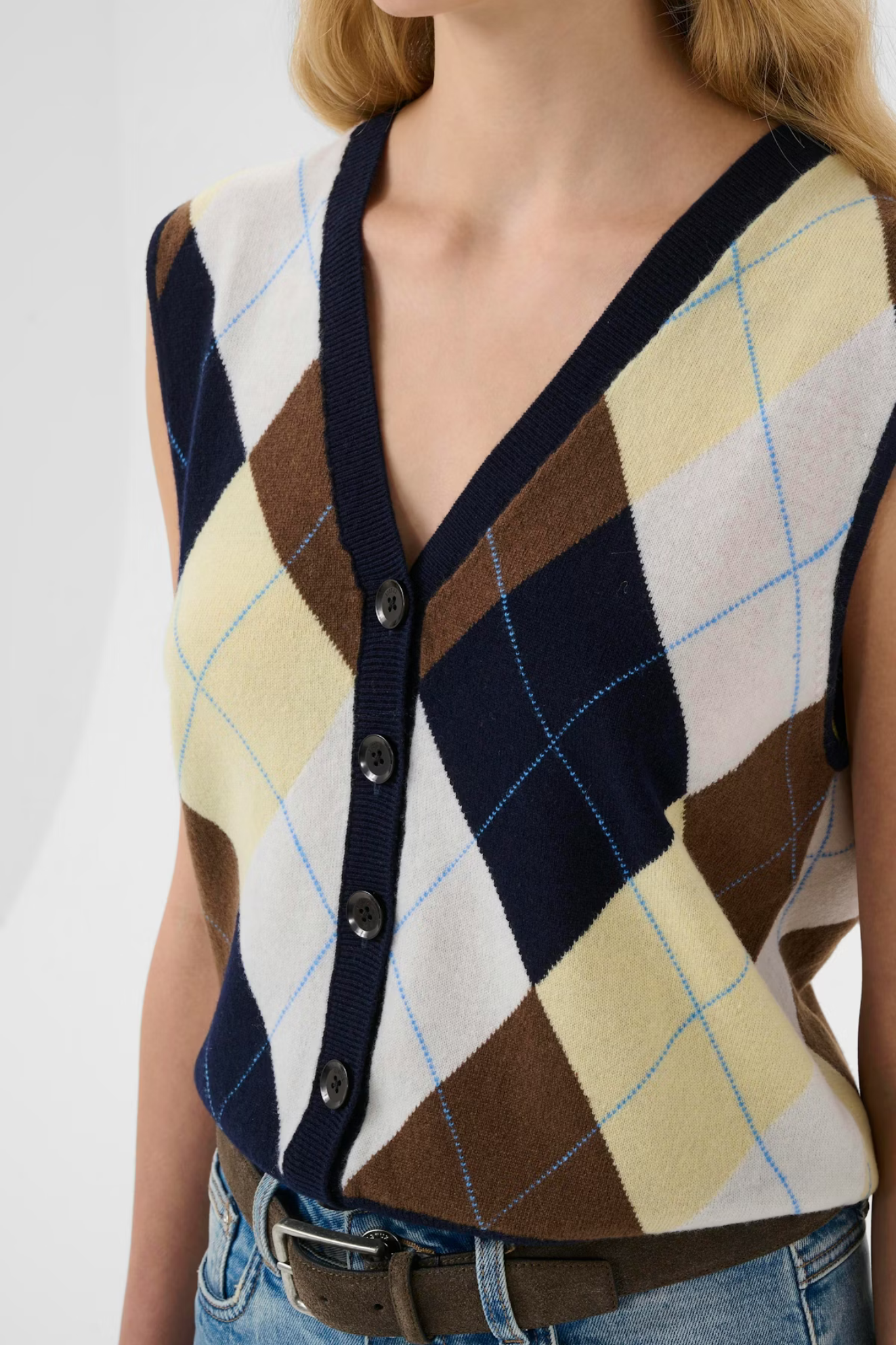 MANZI WAISTCOAT - SKY CAPTAIN/BROWN/YELLOW