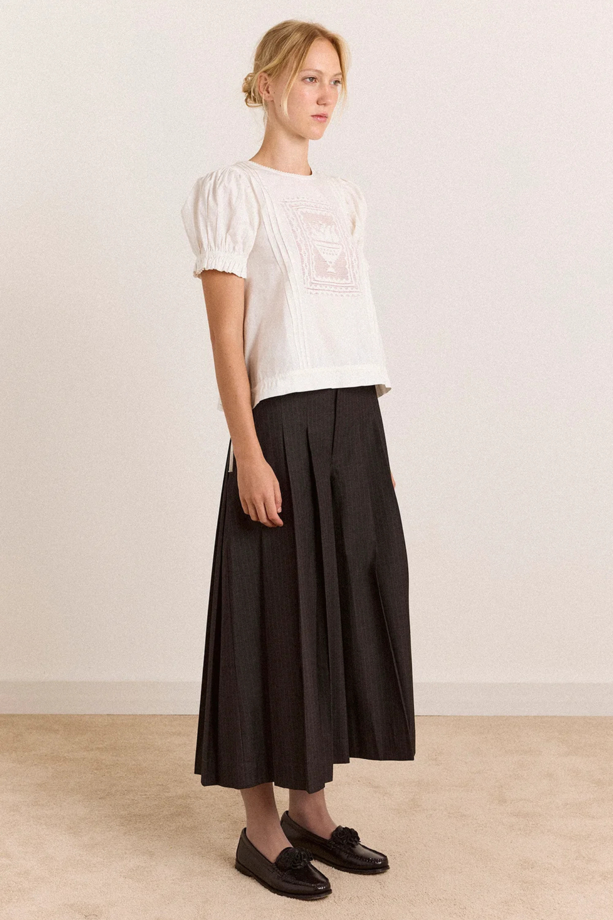 CULOTTE PLISSÉE WINONA - RAYURES FINES TAILLEUR