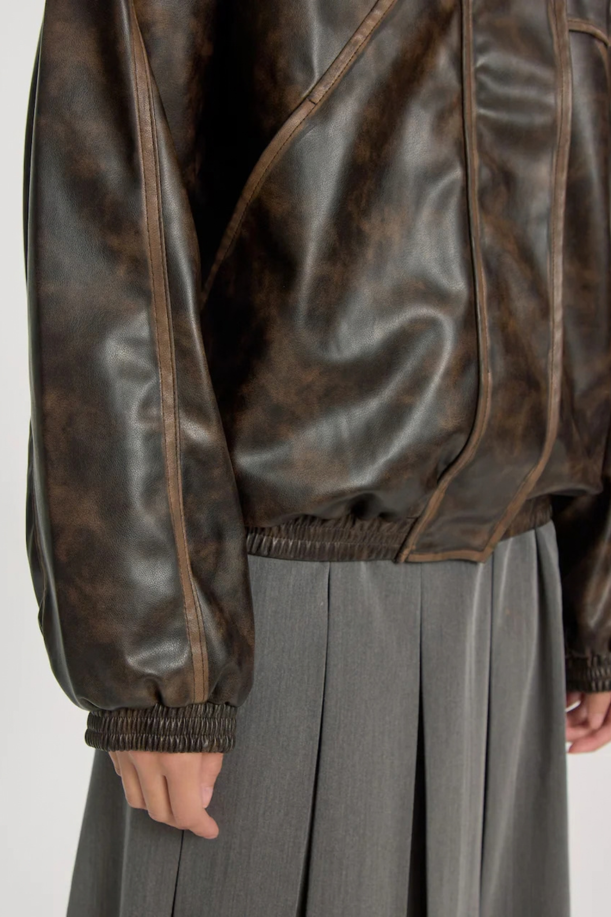 JILIAN PU JACKET - DARK BROWN WASHED