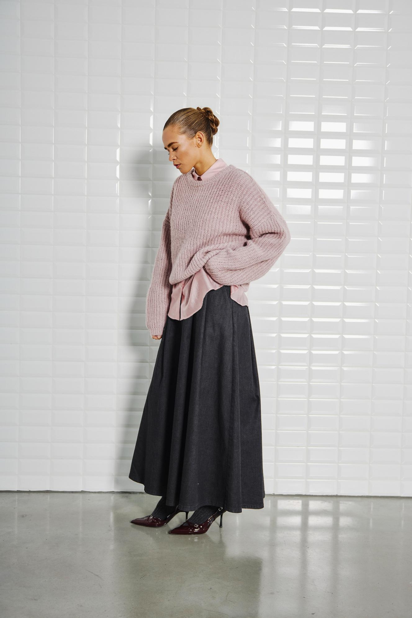 OPHELIA LS PULLOVER - DARK ROSE MELANGE