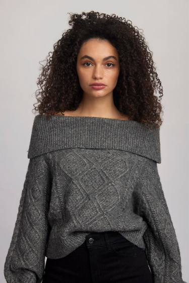 ADIE OFF SHOULDER - DEEP GRAY MELANGE