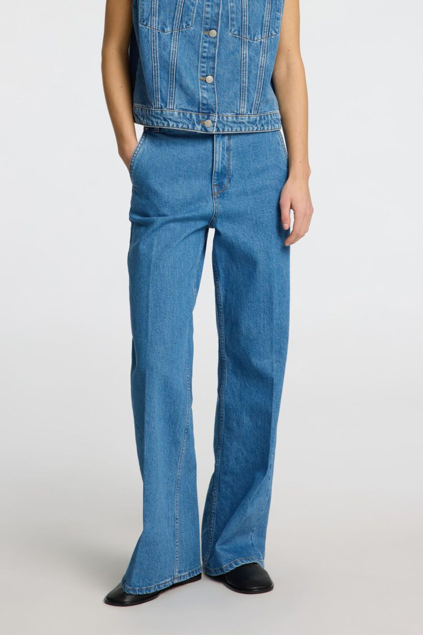 SLFEVELYN HW EXTRA WIDE JEANS - MEDIUM BLUE DENIM