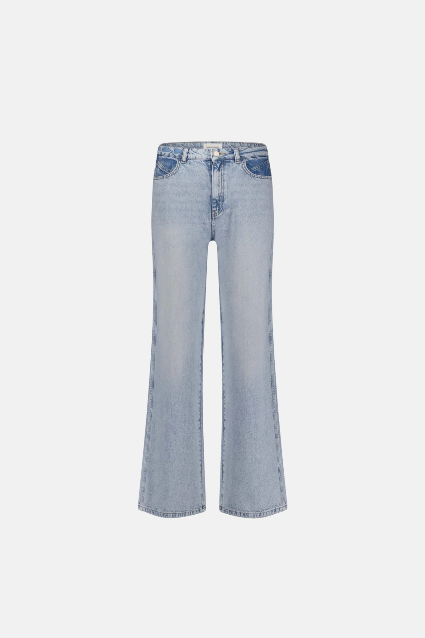 Fabienne Chapot alex wide leg jeans in faded light blue. Front flatlay view