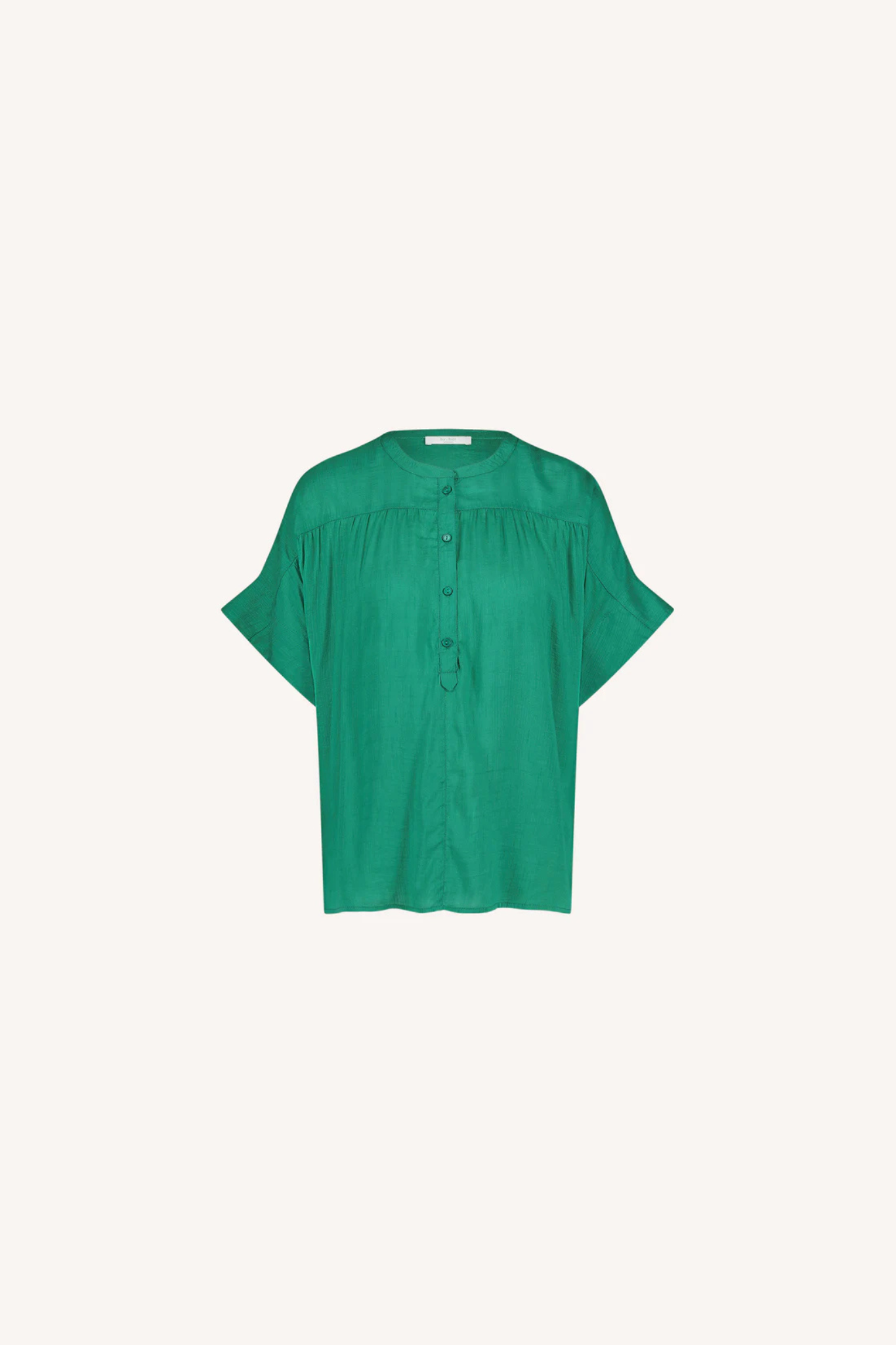 By-Bar bo dobby blouse in bright green. Front flatlay view