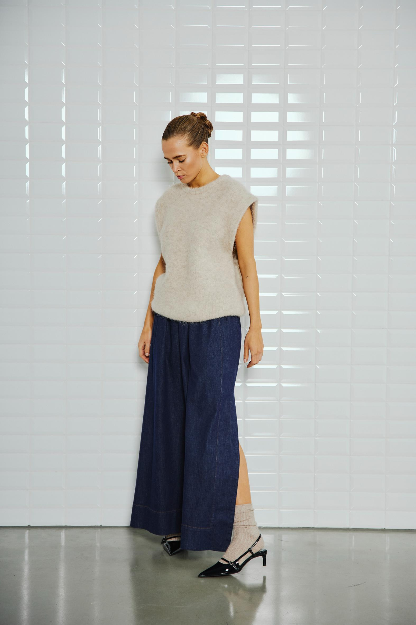 STELLA ALPACCA VEST  FROSTED ALMOND MELANGE