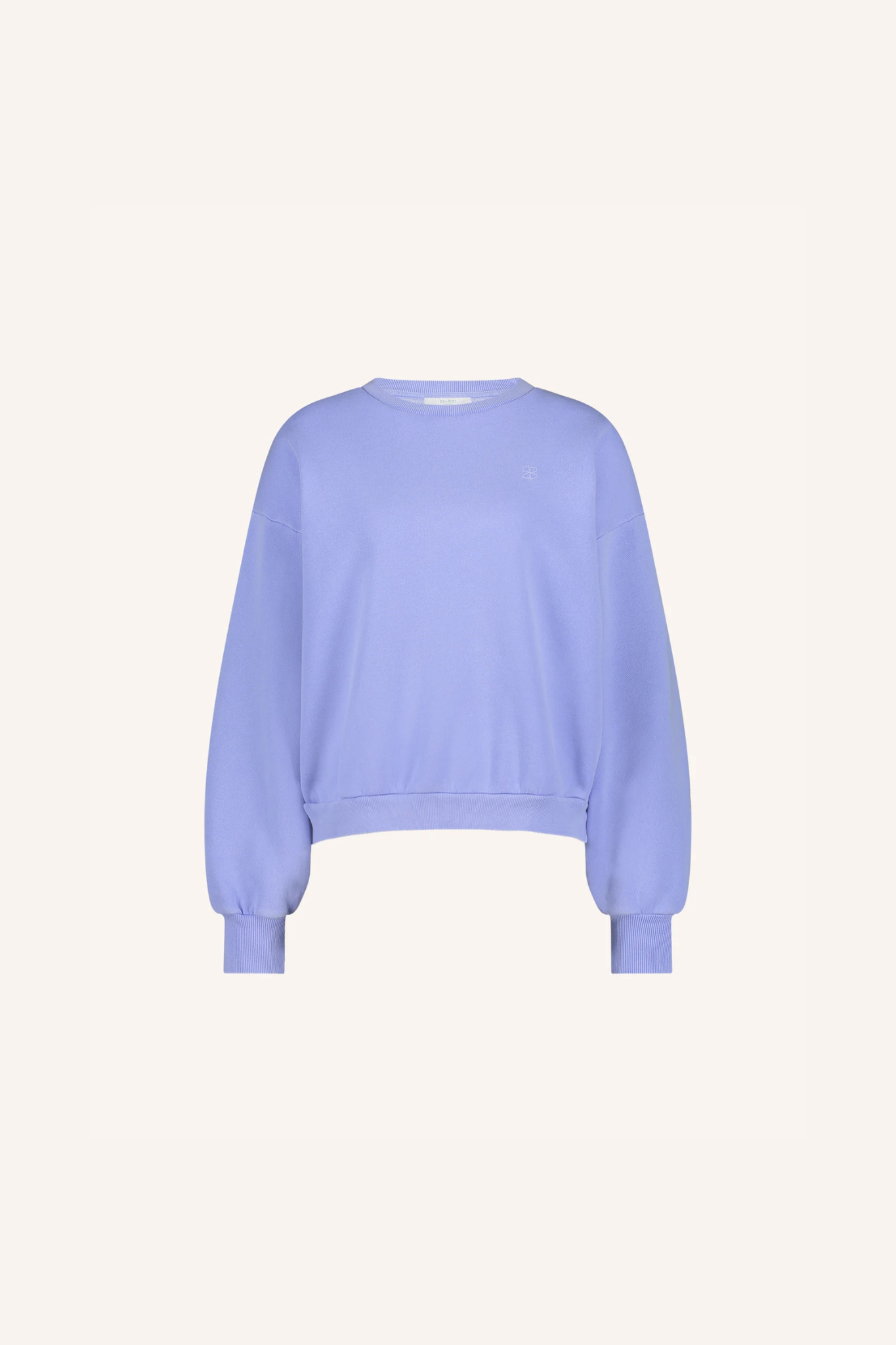 By-Bar bibi natural sweater in violet blue. Front flatlay view