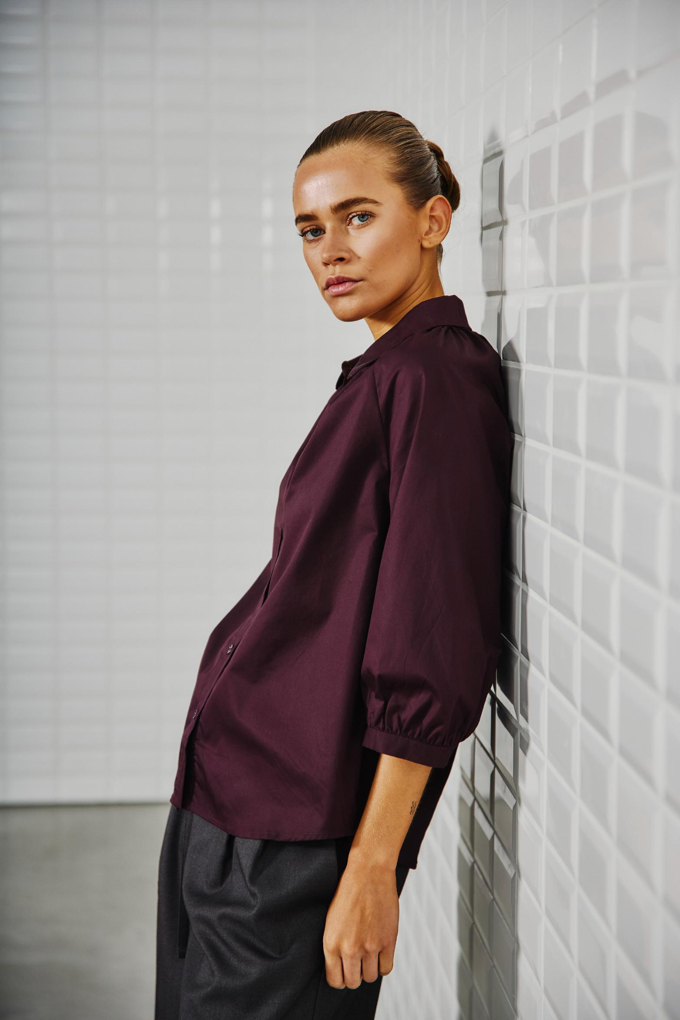 GRAZIE HALF SLEEVE TOP - WINDSOR WINE