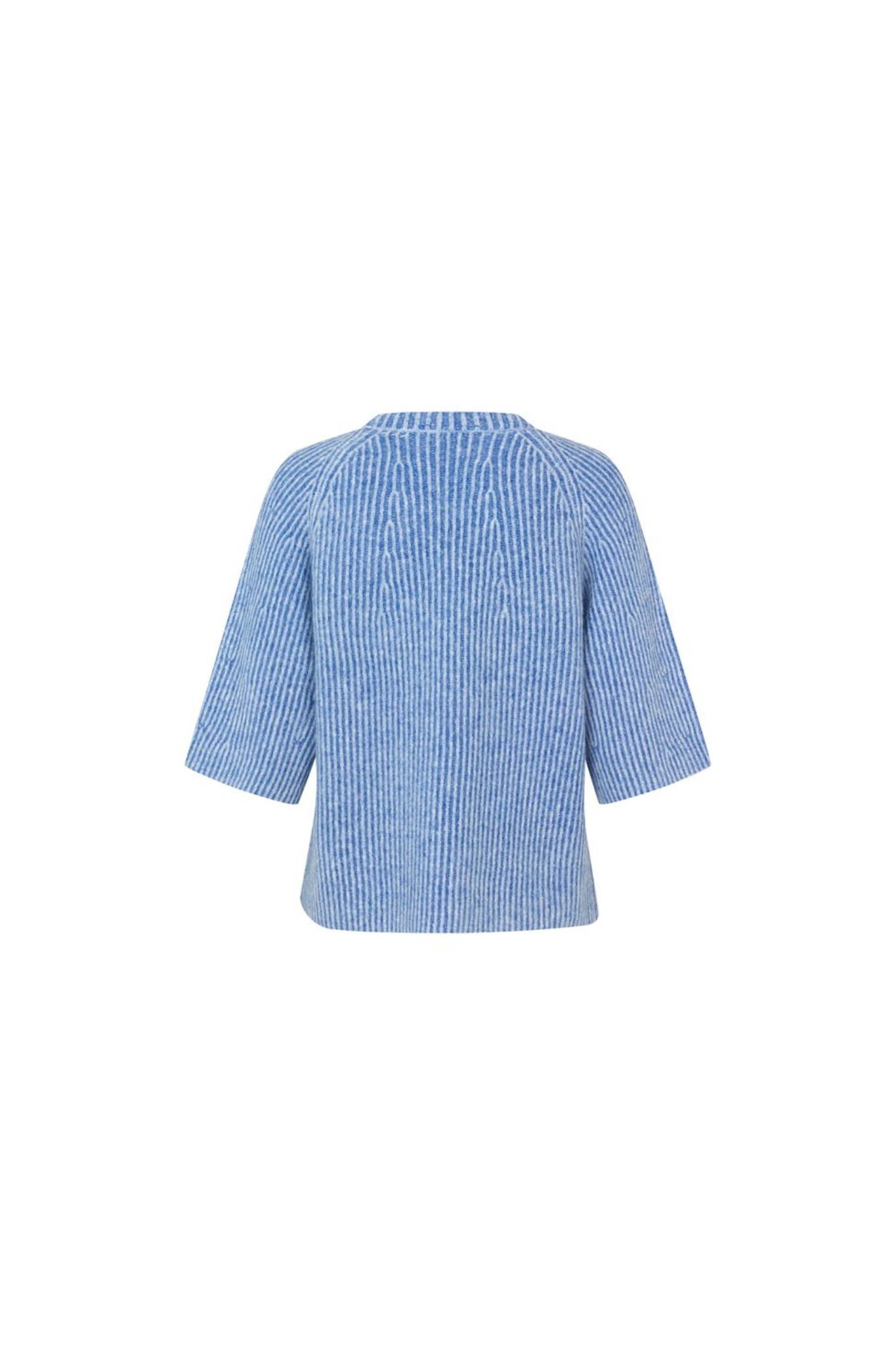 Mbym ubeda hevelyn knit in blue. Back flatlay view