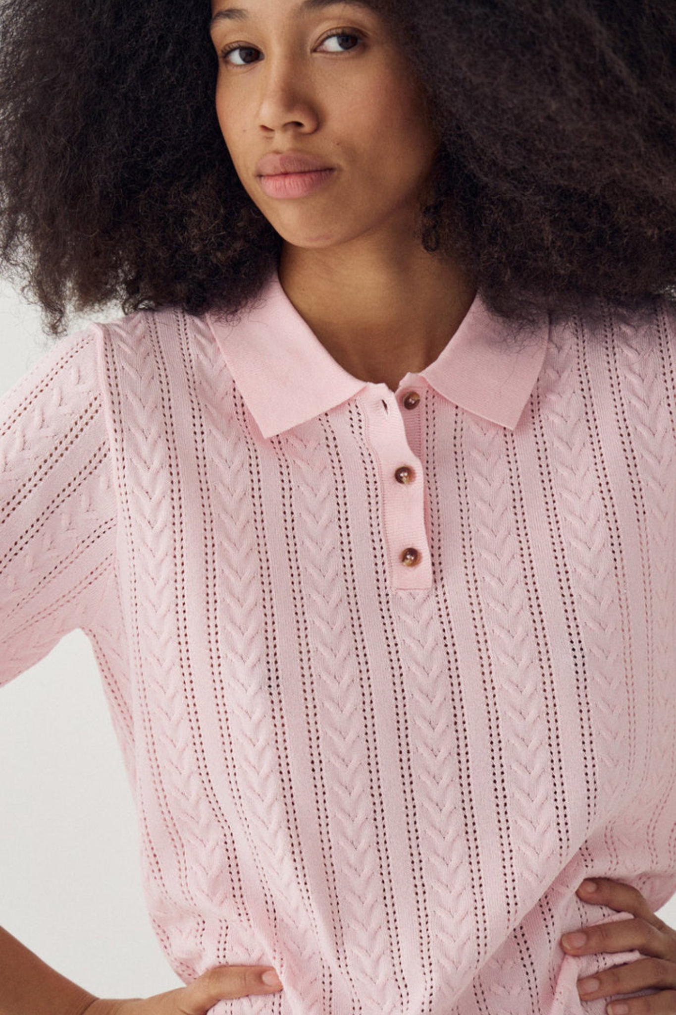 MECCA KNIT POLO - BABY PINK