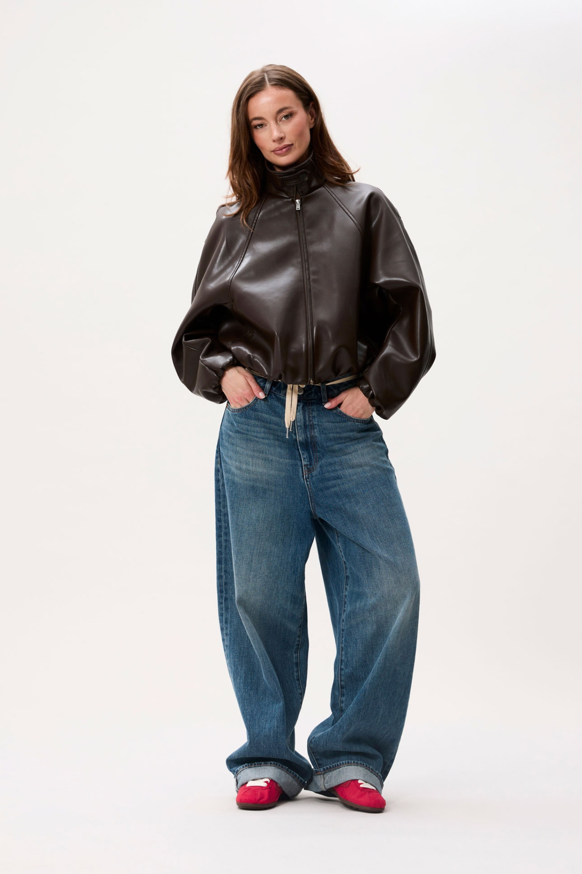 VEGAN LEATHER JACKET - DARK CACAO