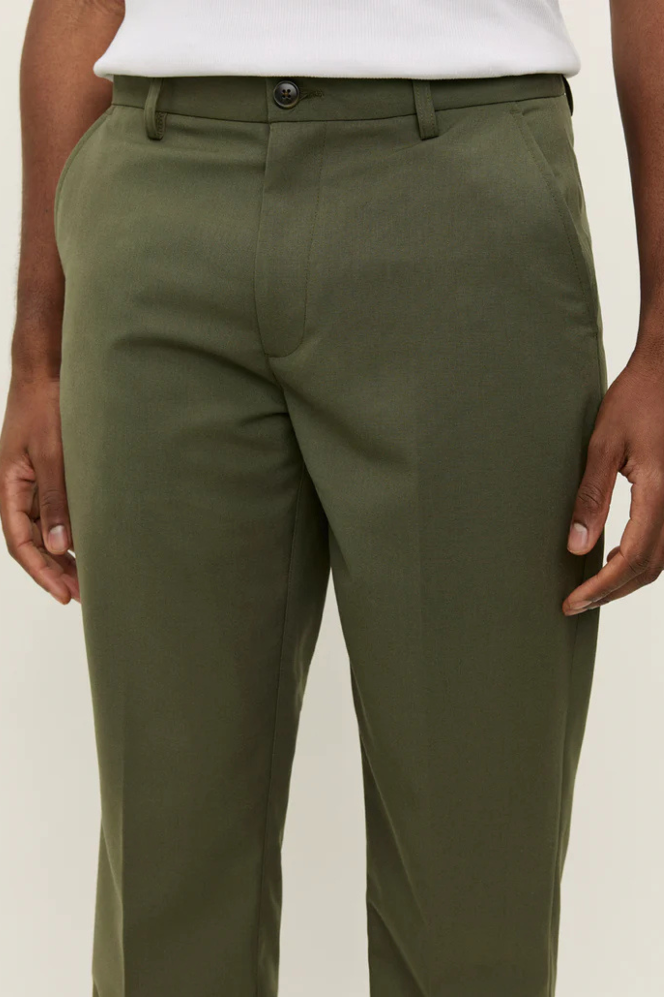 COMO REG SOLID SUIT PANTS - OLIVE NIGHT