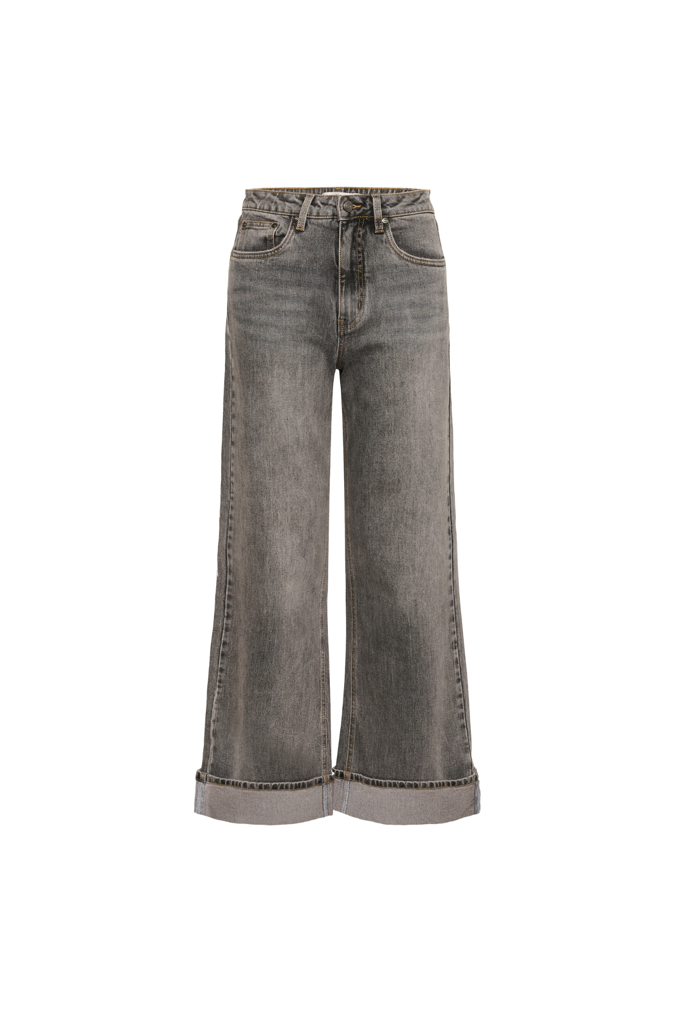 SARA HW WIDE JEANS - WASHED LIGHT GREY