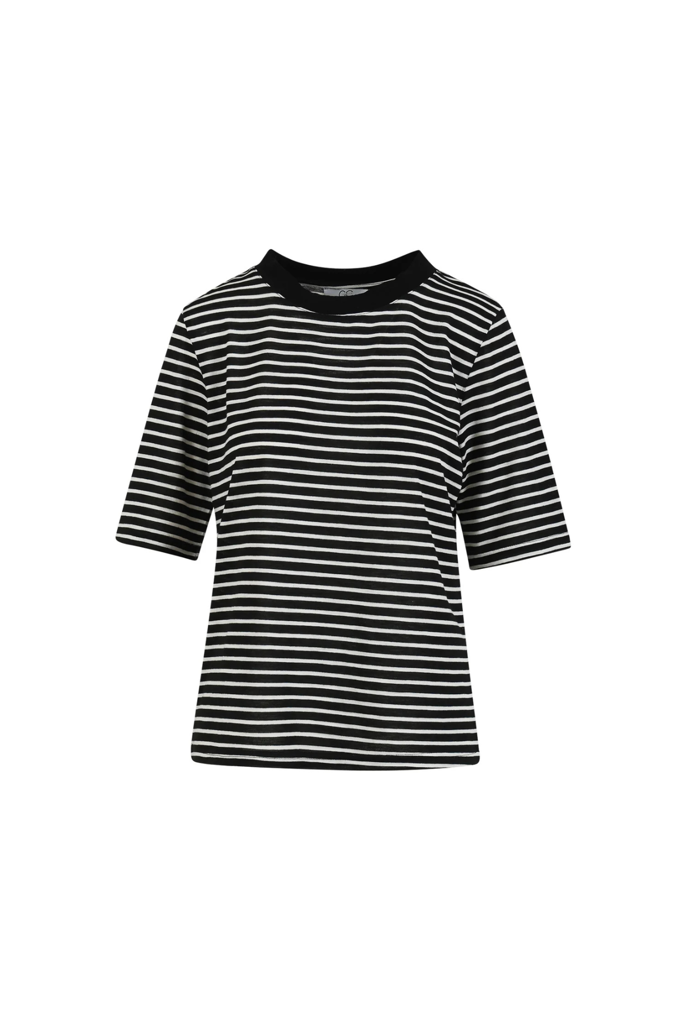 CC Heart silla stripe shirt in black and white. Front flatlay view