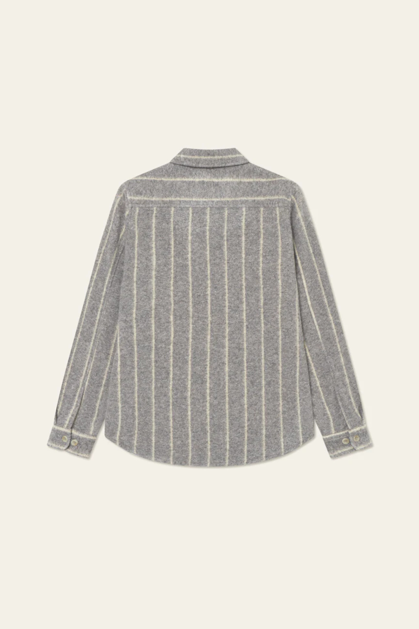LENNON WOOL PINSTRIPE OVERSHIRT - GREY MELANGE