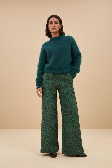 NEAL LEO PANTS - GREEN PANTER PRINT