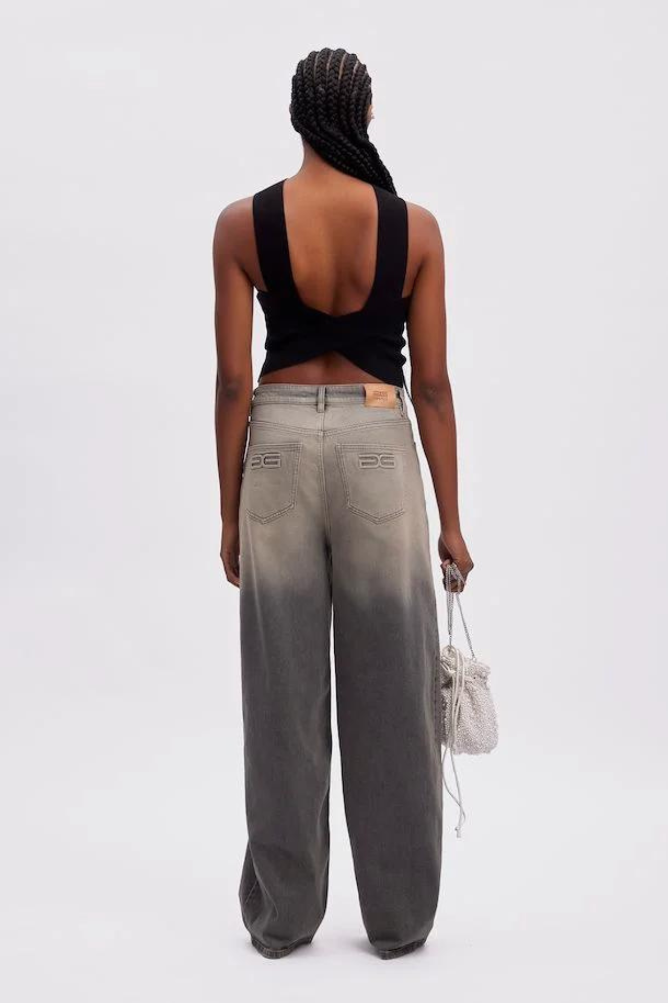 ZORELLY HW WIDE PANTS - GREY FAIDED WASH