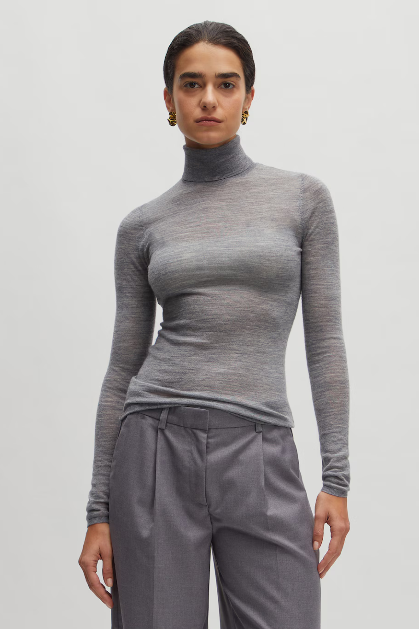 HATTI MERINO WOOL JUMPER - GREY MELANGE