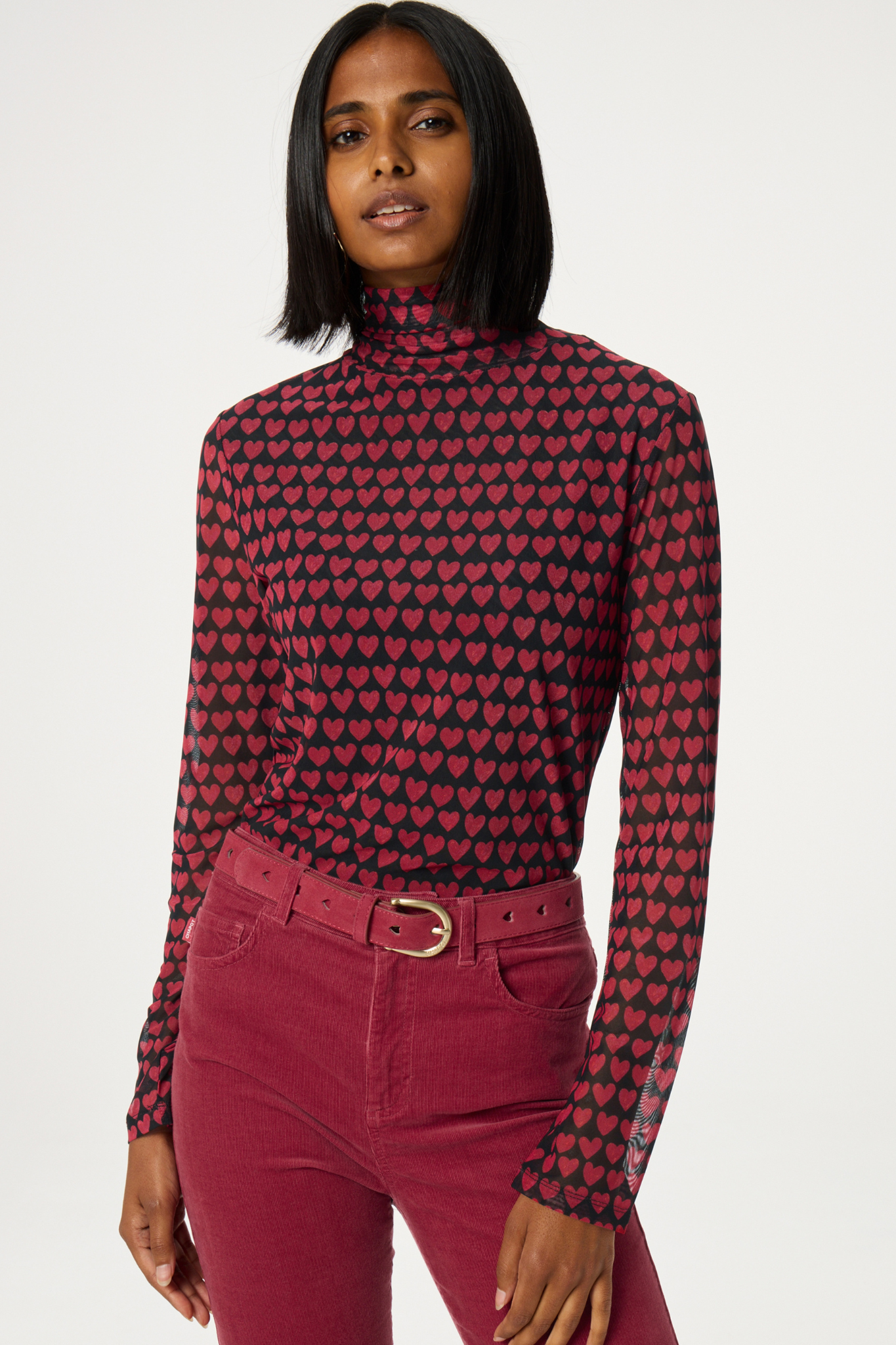 JANE SMALL LOVE TOP - BLACK/CERISE RED