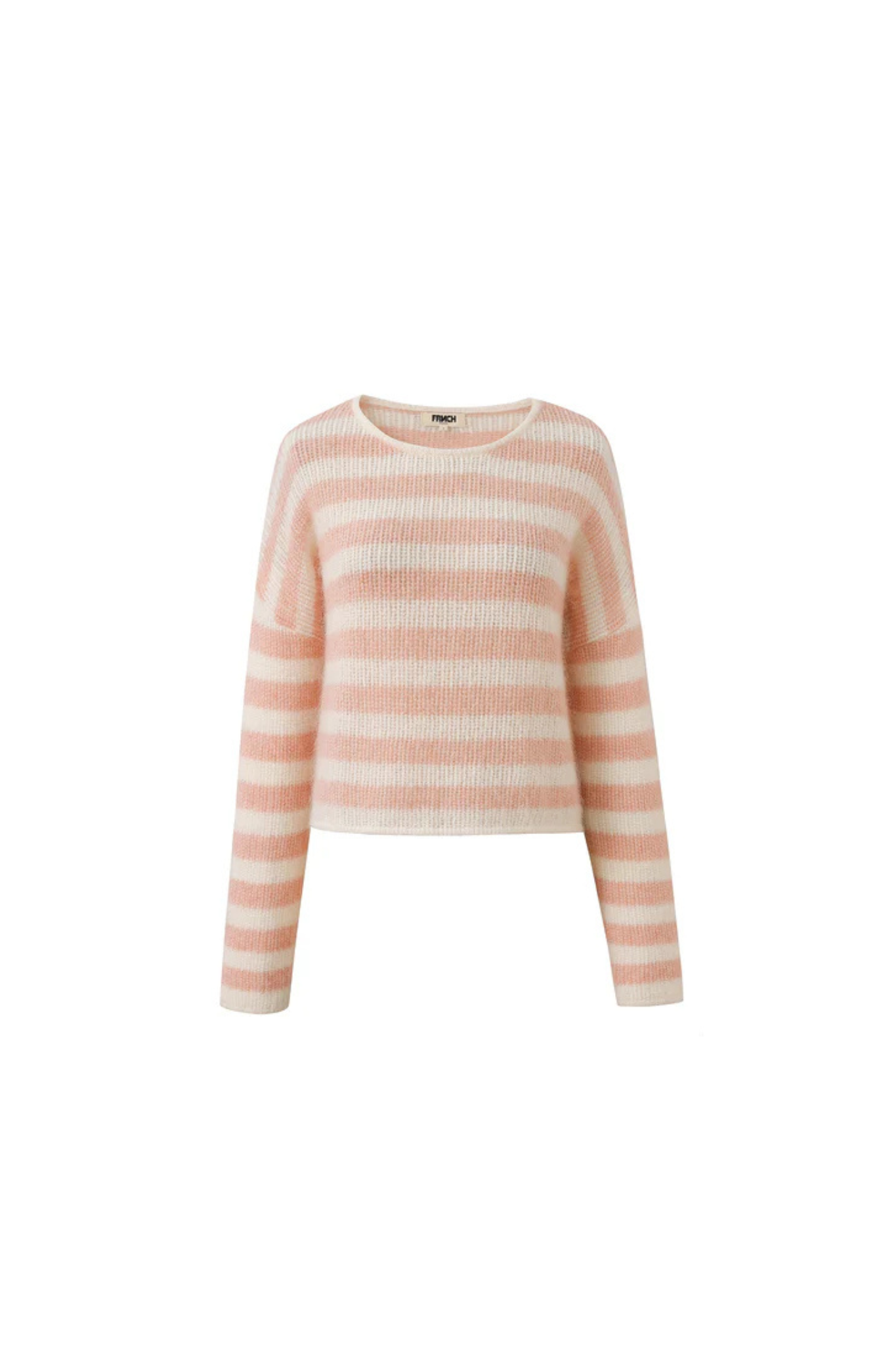 FRNCH norine pull in striped white and pink. Front flatlay view