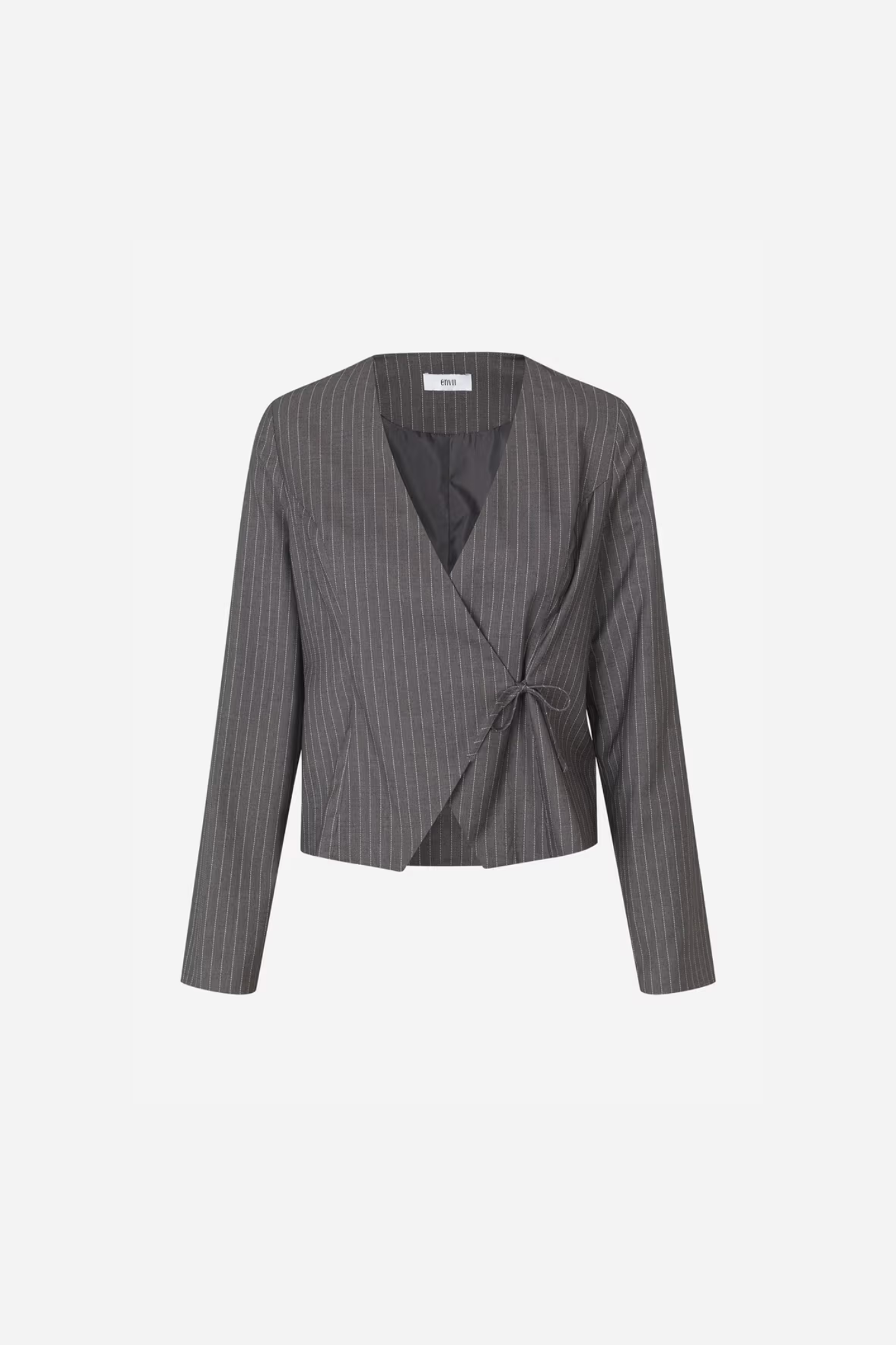 CROYDON LS TOP - GREY/WHITE PINSTRIPED