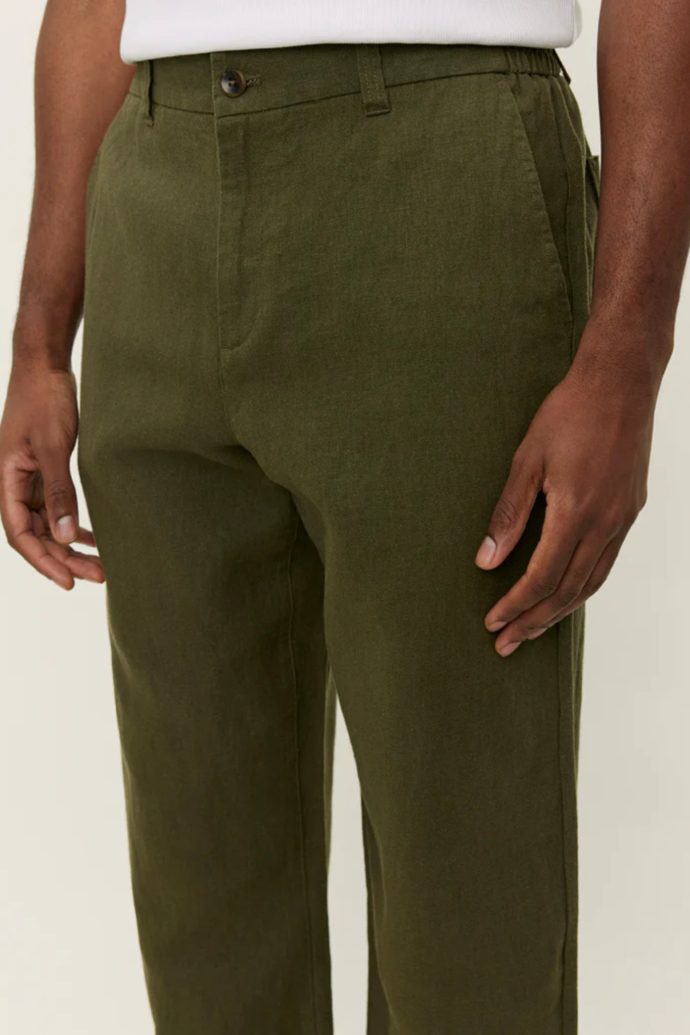 PINO LINEN PANTS - OLIVE NIGHT