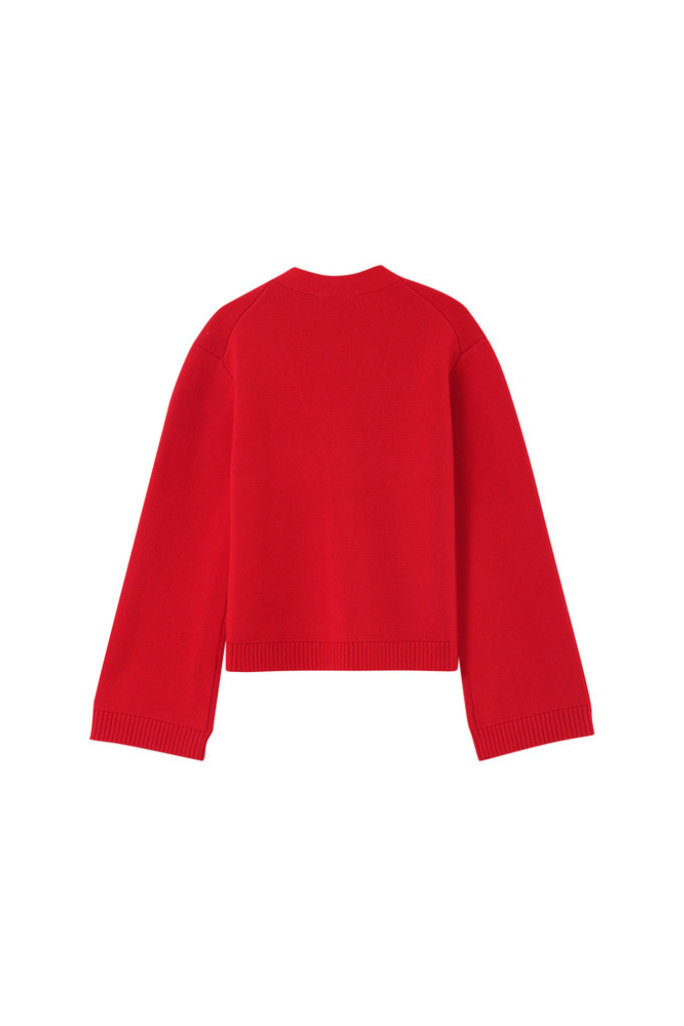 Grace & Mila paolino cardigan jacket in red. Back flatlay view