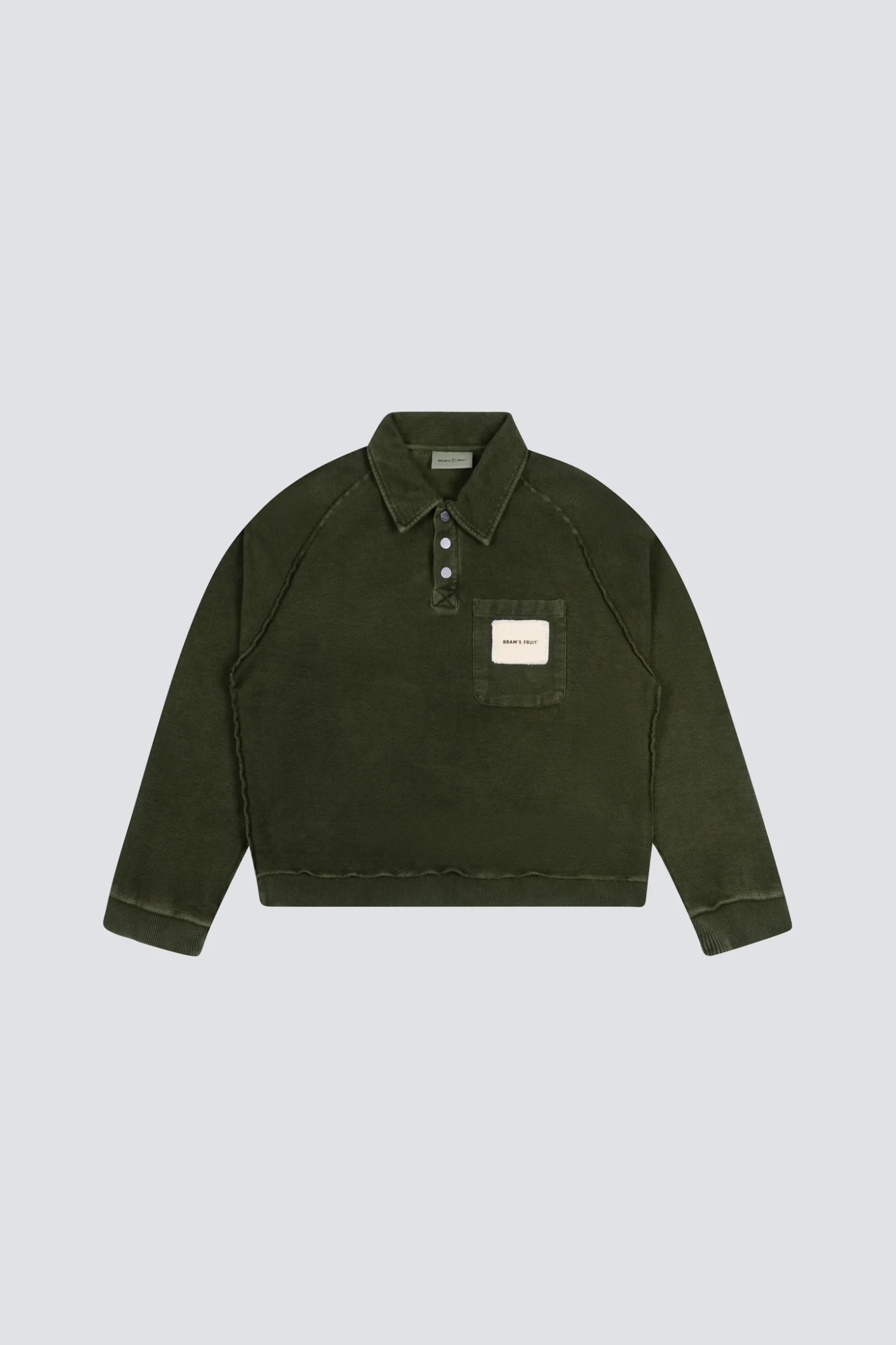 CHEST POCKET SWEAT POLO - WASHED CHARCOAL