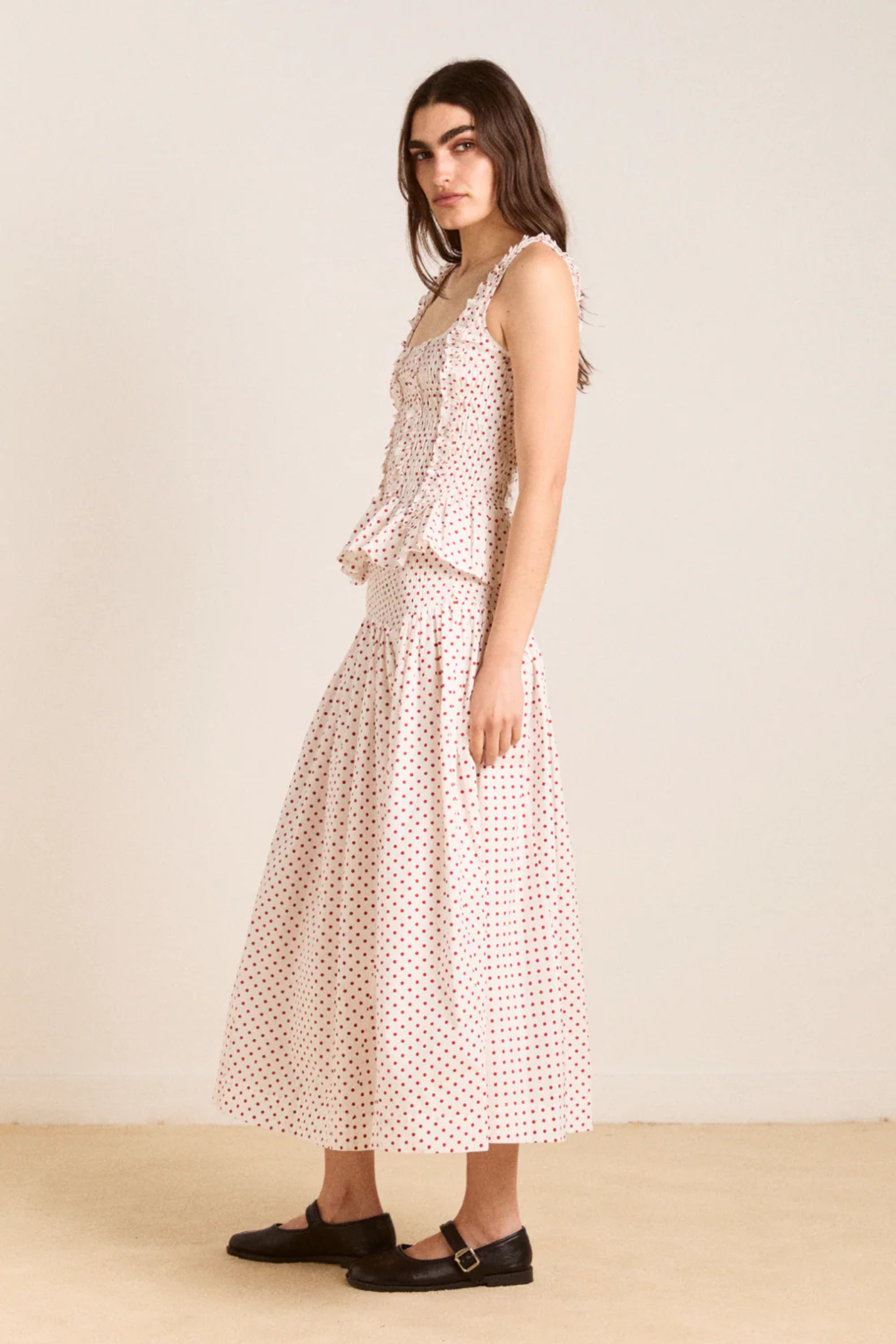 RAPHI CAMI - OFF WHITE AND RED SPOT