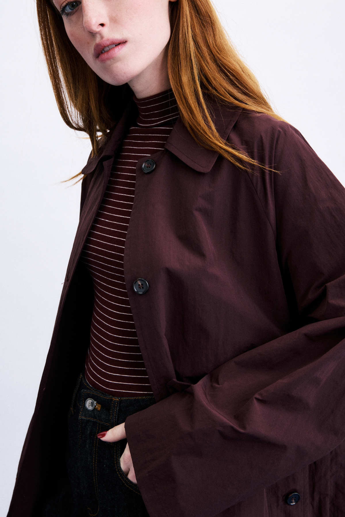 TOMITA TRENCH COAT - BORDEAUX