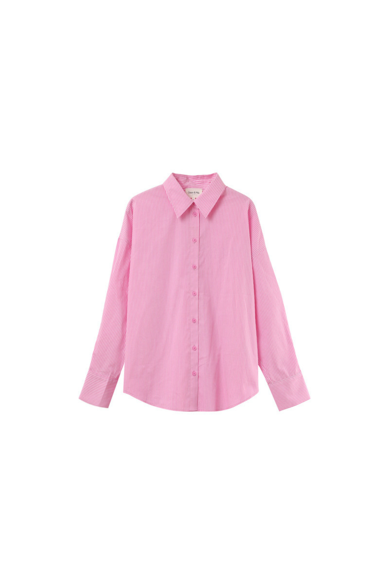 Grace & Milla parsons shirt in pink. Front flatlay view