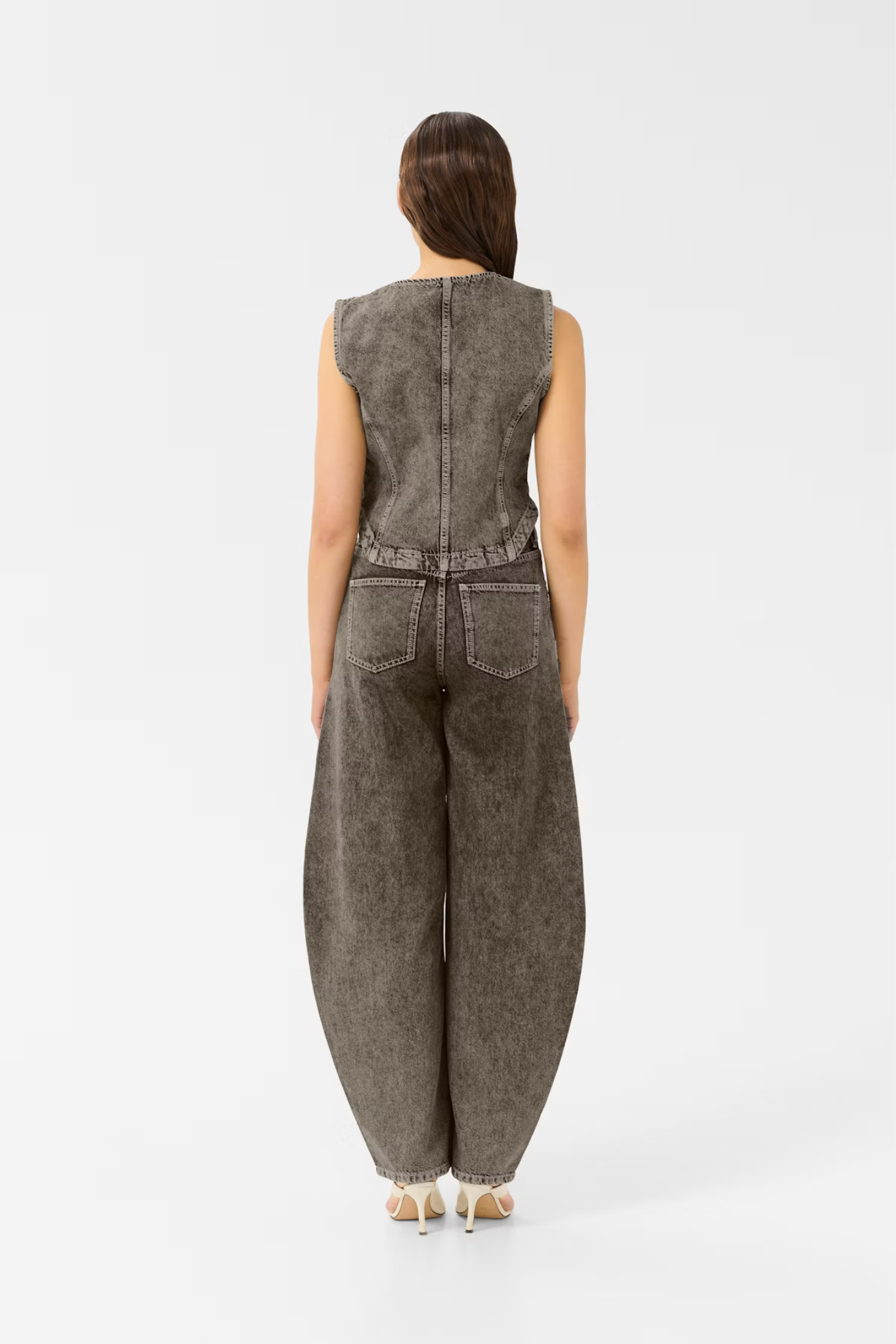 JOSIE WAISTCOAT - GREIGE DENIM WAS