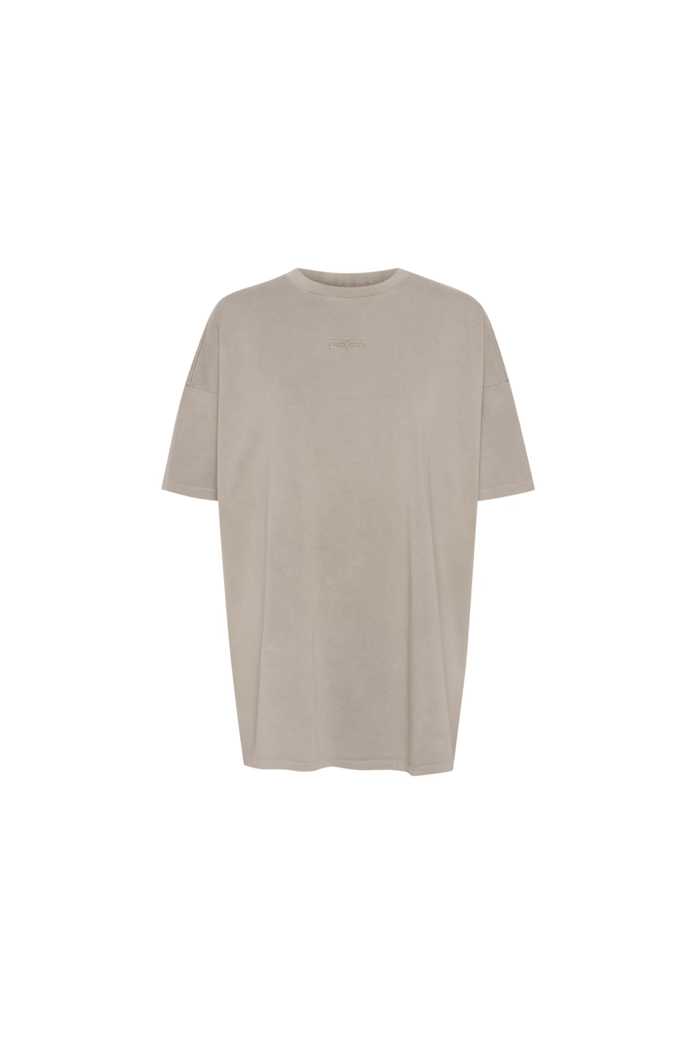 Gestuz jio oversized t-shirt in beige brown. Front flatlay view