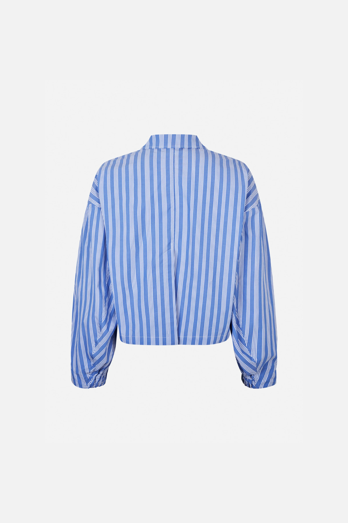 Baum Und Pferdgarten bryce shirt in blue and white striped. Back flatlay view