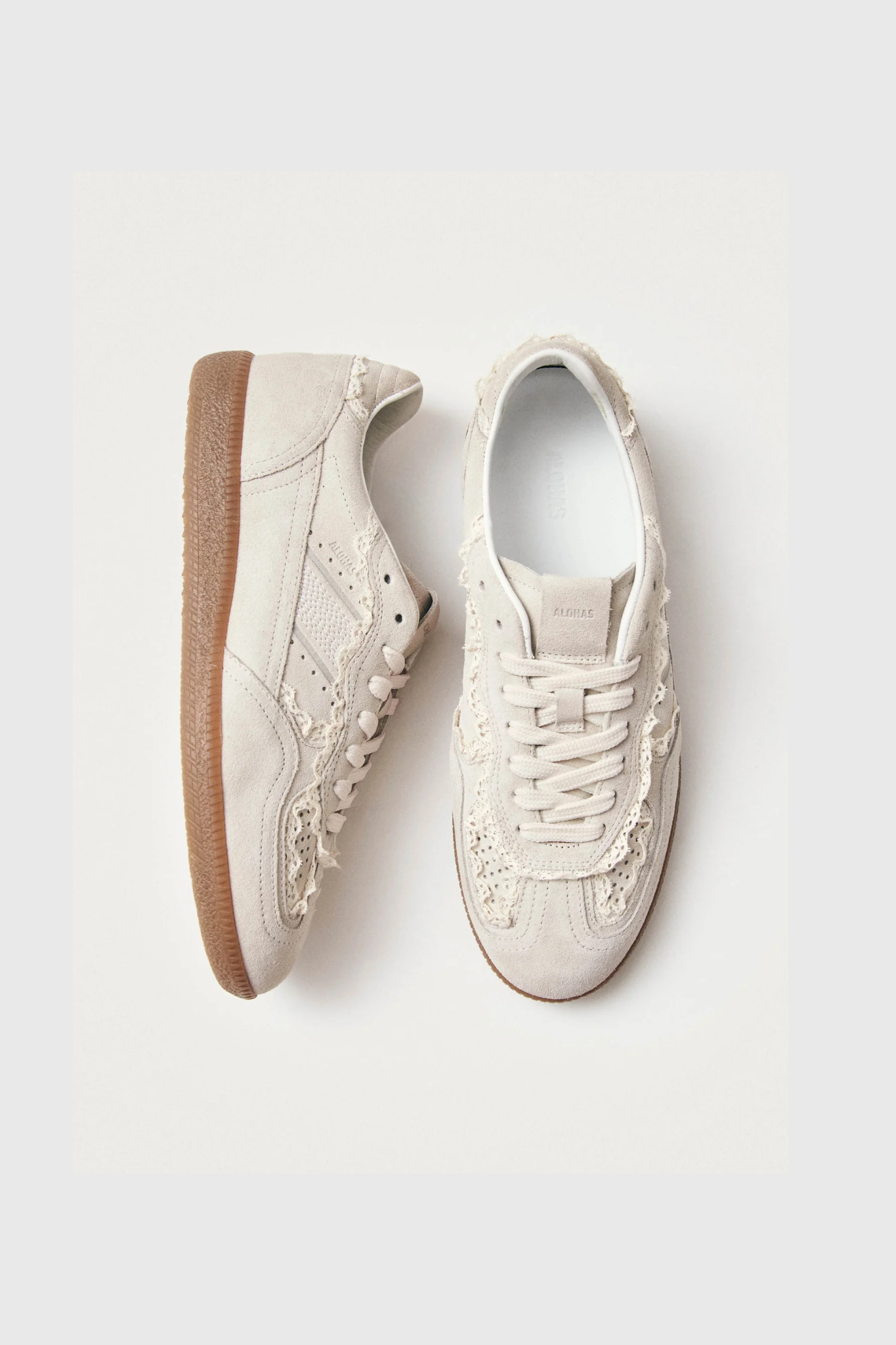 CROCHET LEATHER SNEAKERS - CREAM