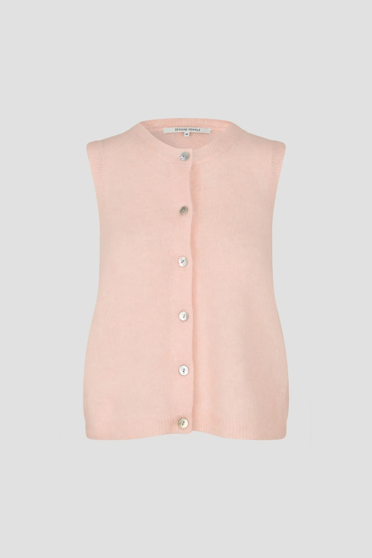 BROOK KNIT BUTTON VEST - PALE DOGWOOD