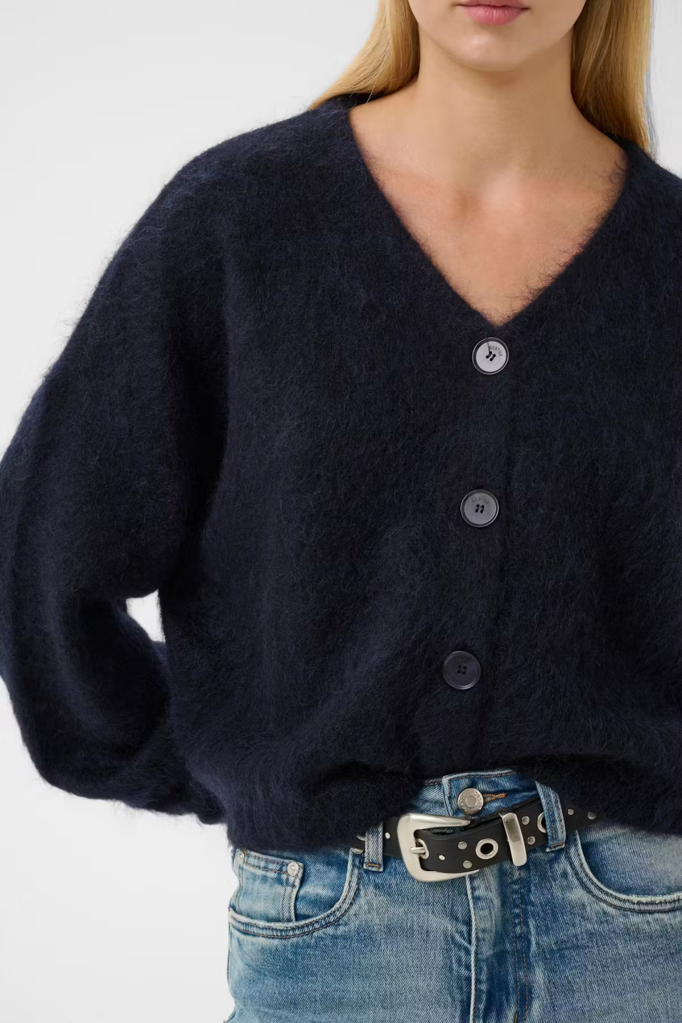 DEBBIE V CARDIGAN - NAVY MELANGE