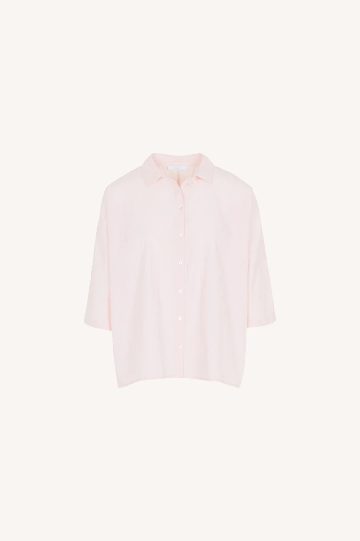 By-Bar norel chambray blouse in light pink. Front flatlay view