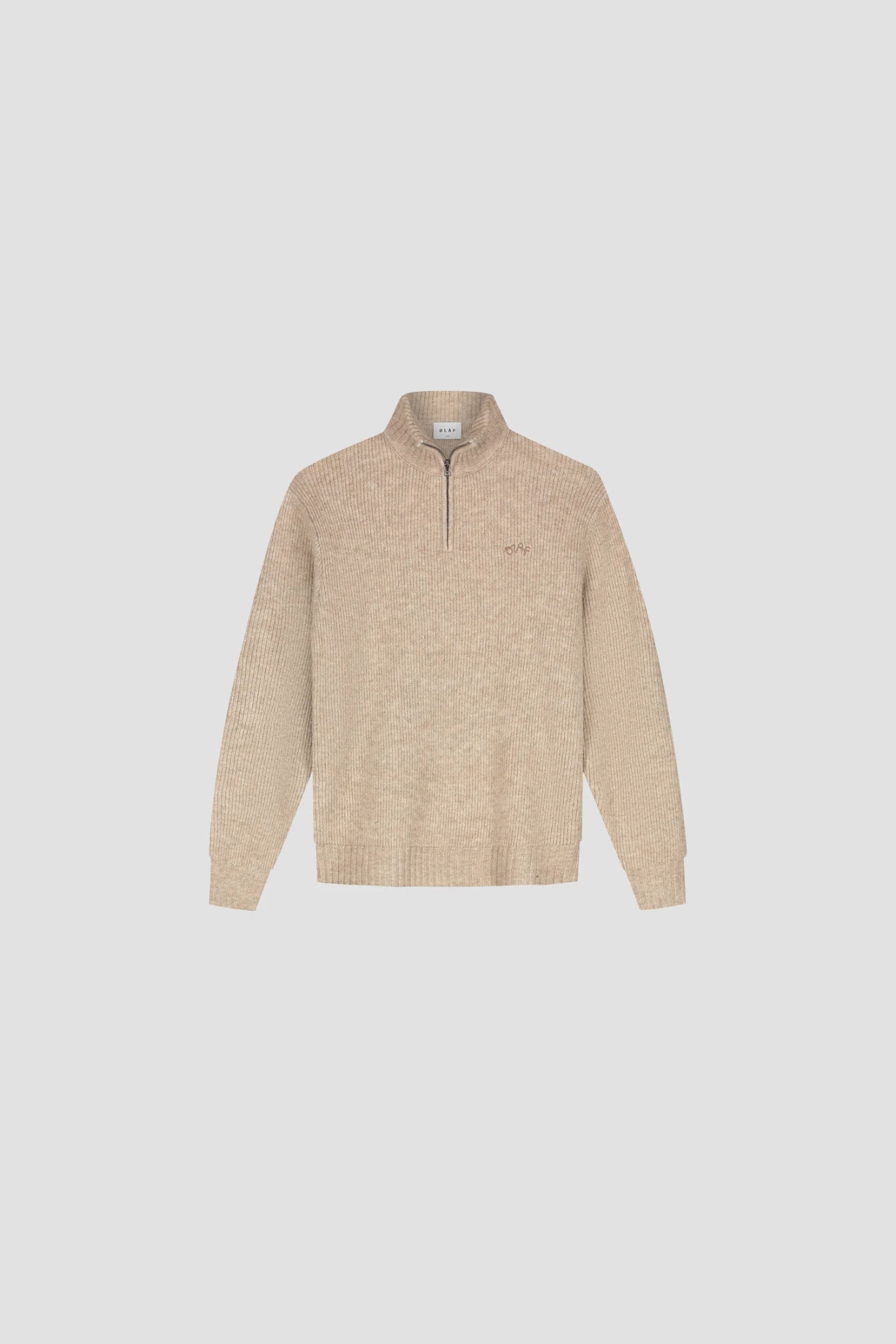 SIGNATURE KNITTED ZIP MOCK - HEMP