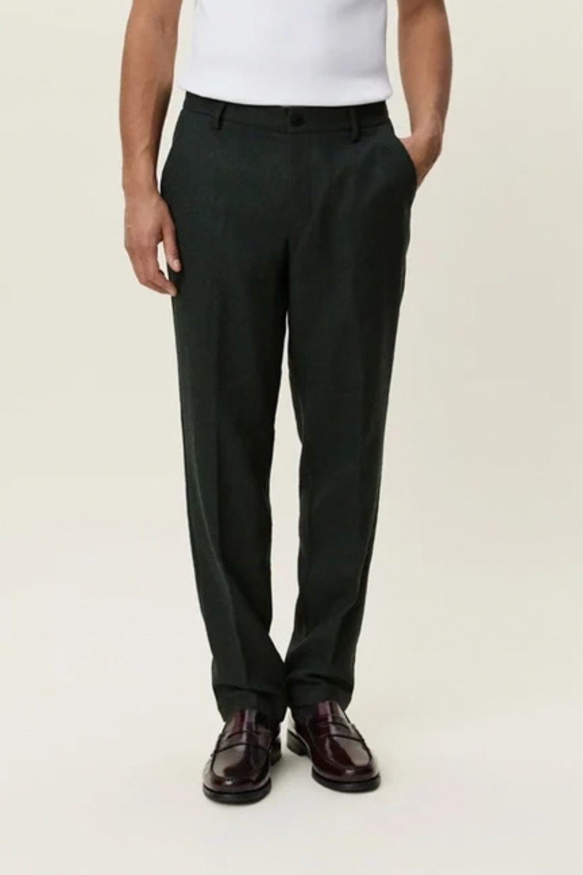 WOOL REG SUIT PANTS - ROSIN GREEN