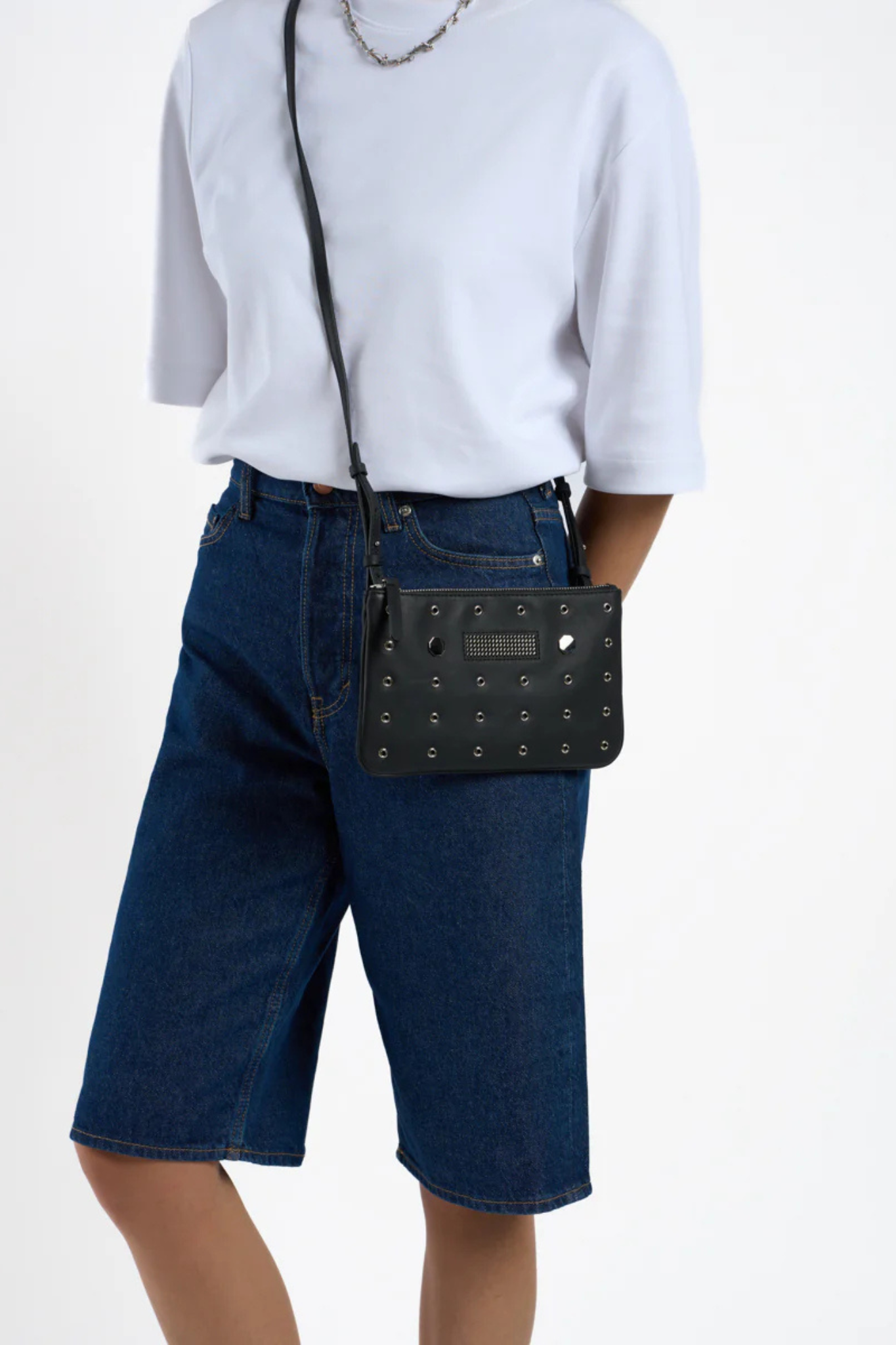 MINI EYELETS BAG - BLACK SILVER