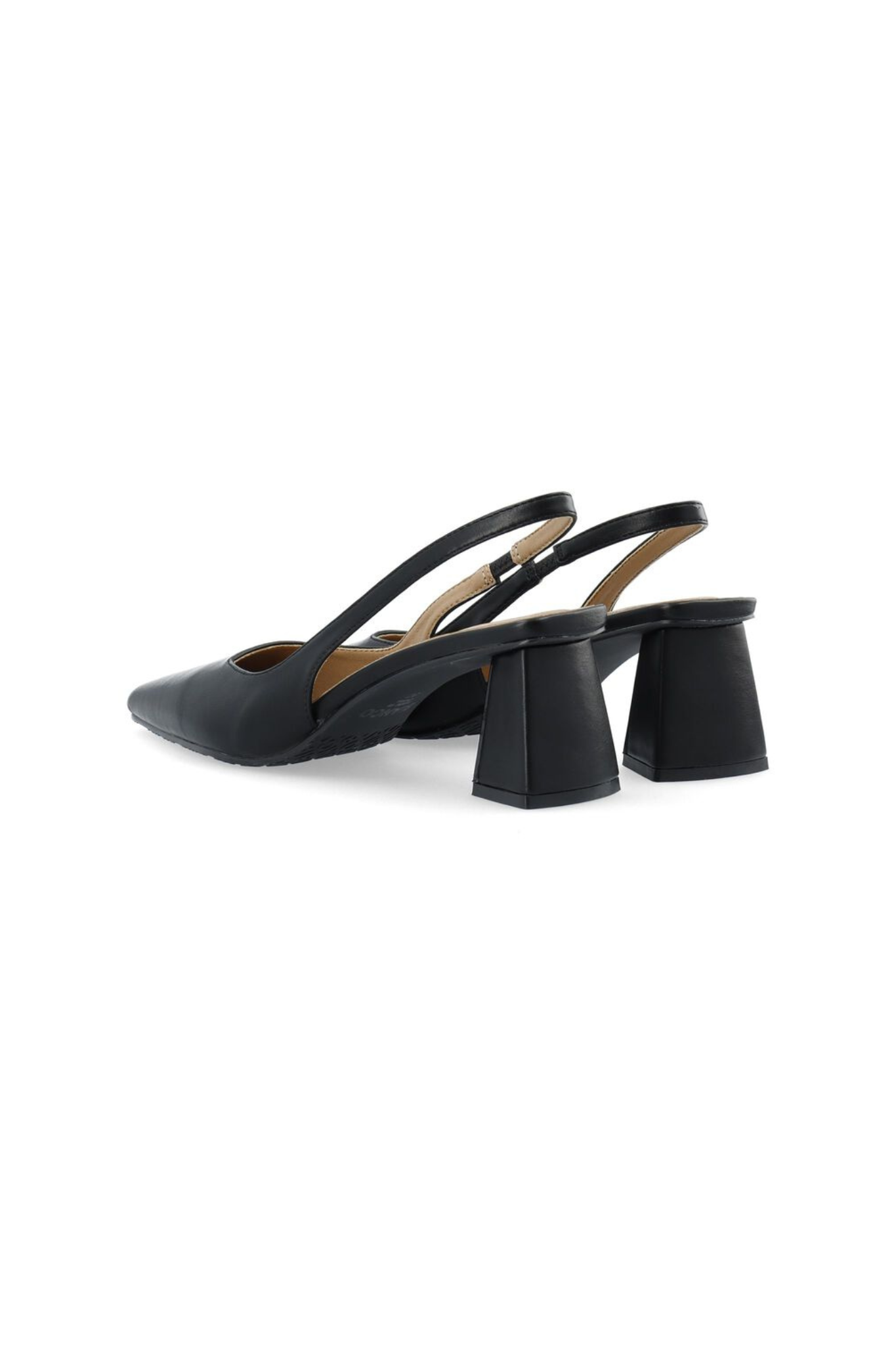 MARALYN SLINGBACK SMOOTH FAUX LEATHER SHOES - BLACK