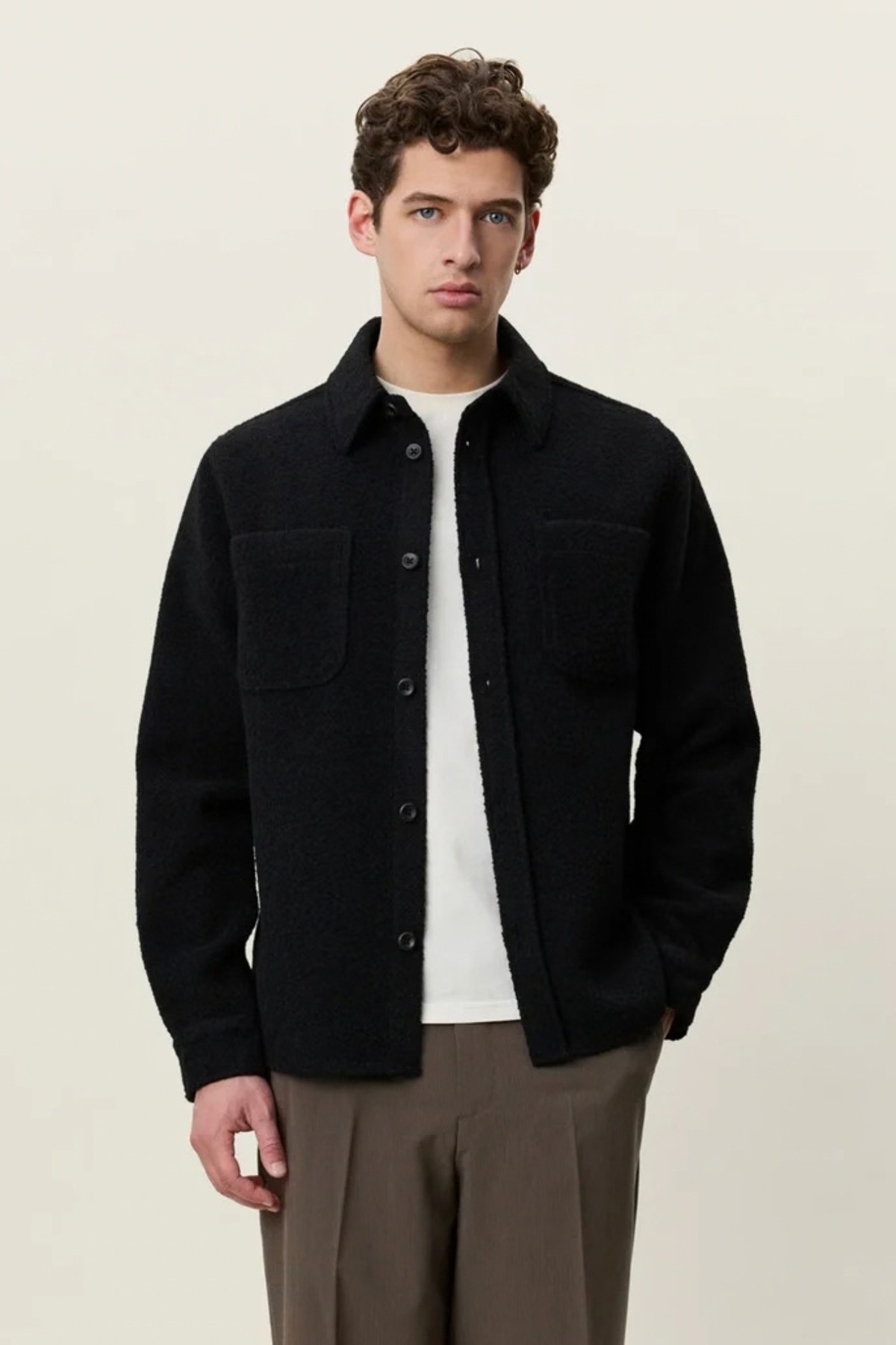 BOUCLÈ OVERSHIRT - BLACK