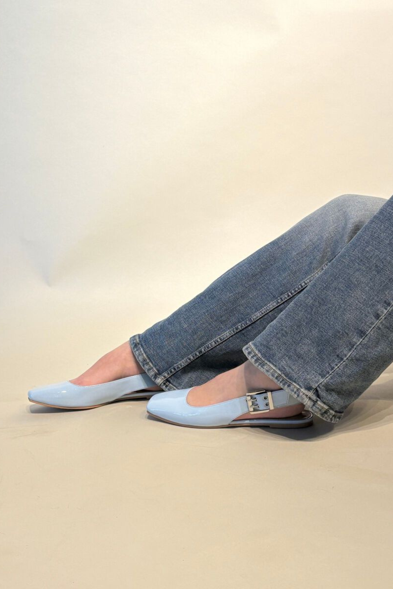 ROSE KARRE FLAT SLINGBACK SHOES - SKY BLUE PATENT